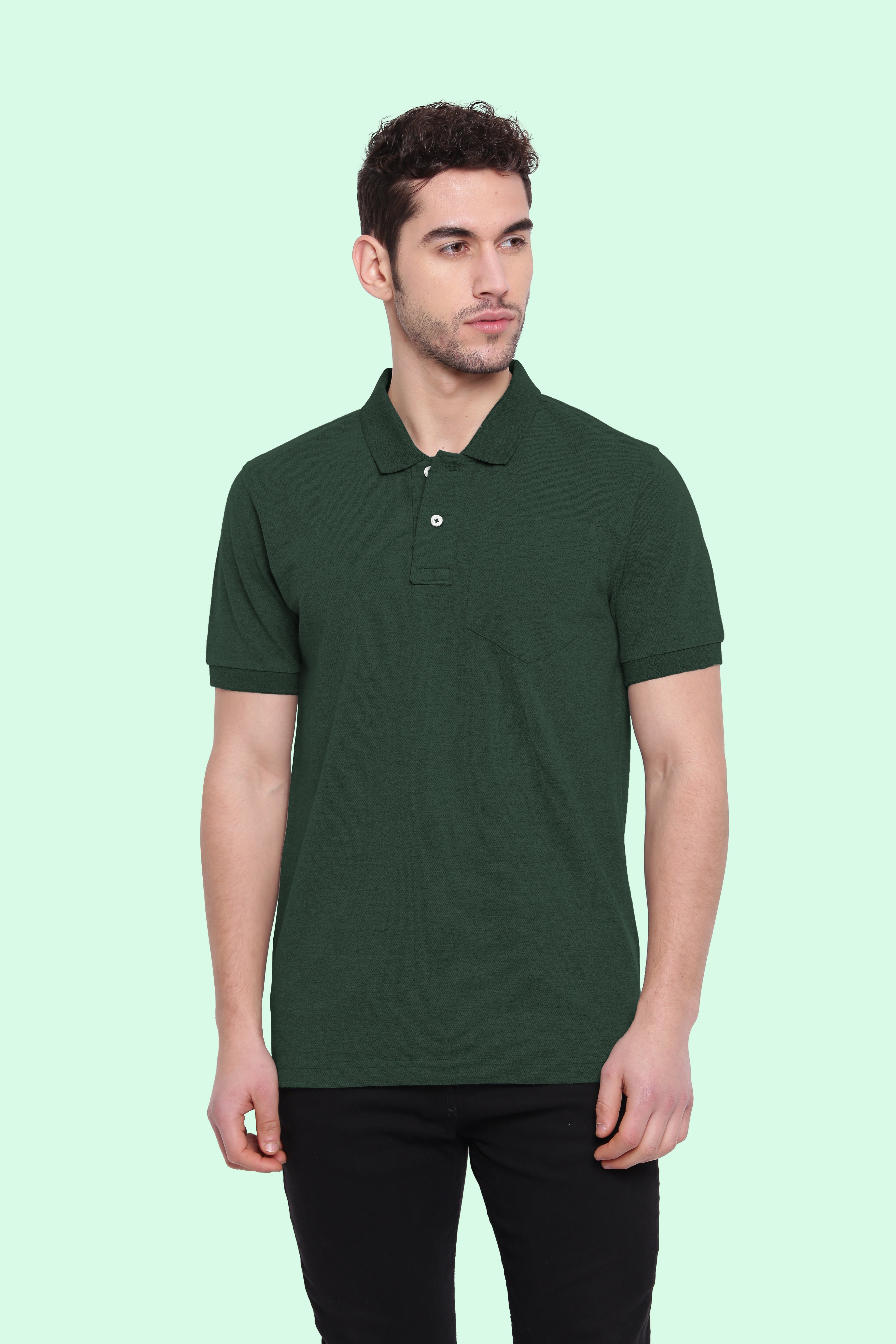 Poomer Polo Collar T-Shirt - Dark green