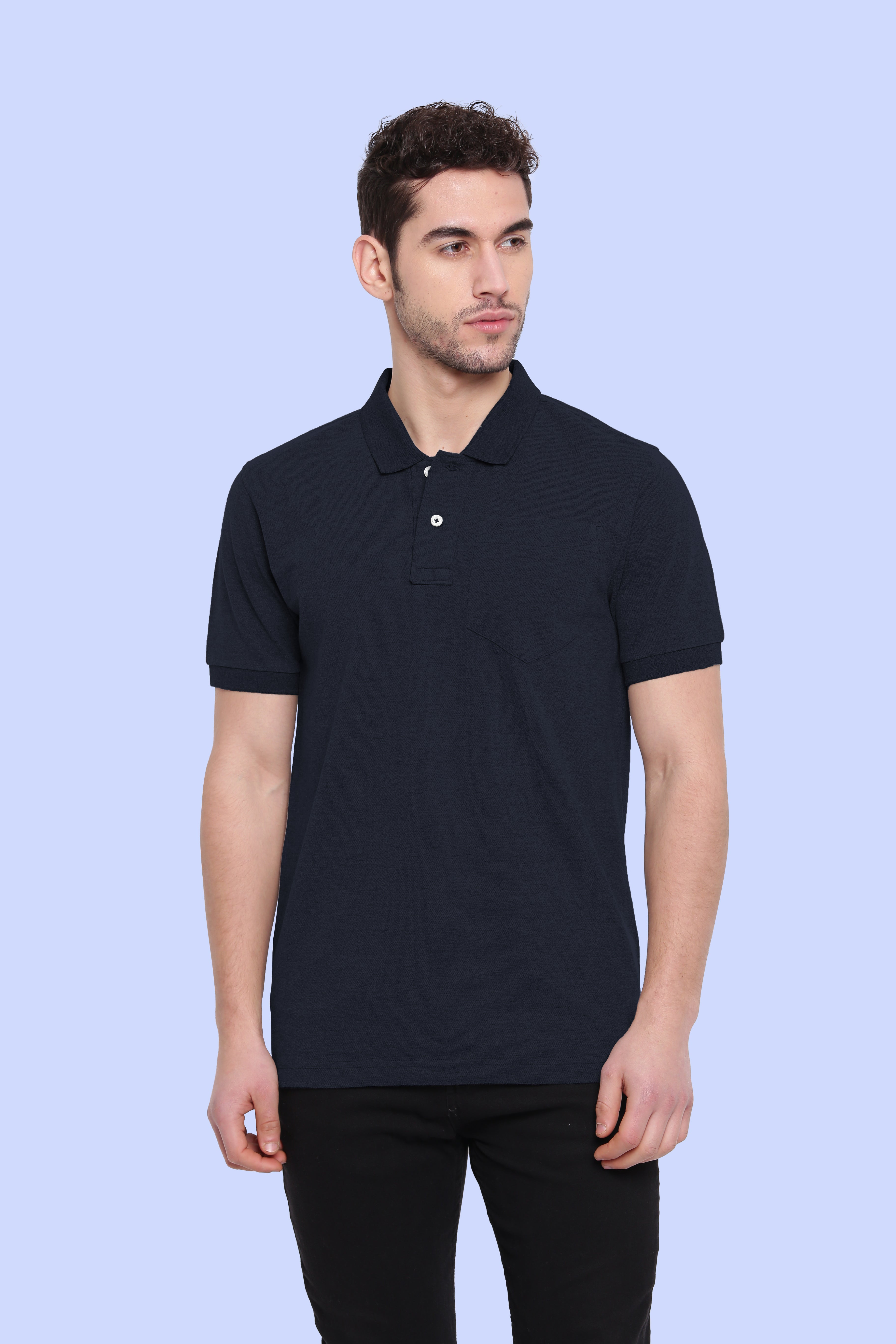 Poomer Polo Collar T-Shirt - Navy Blue