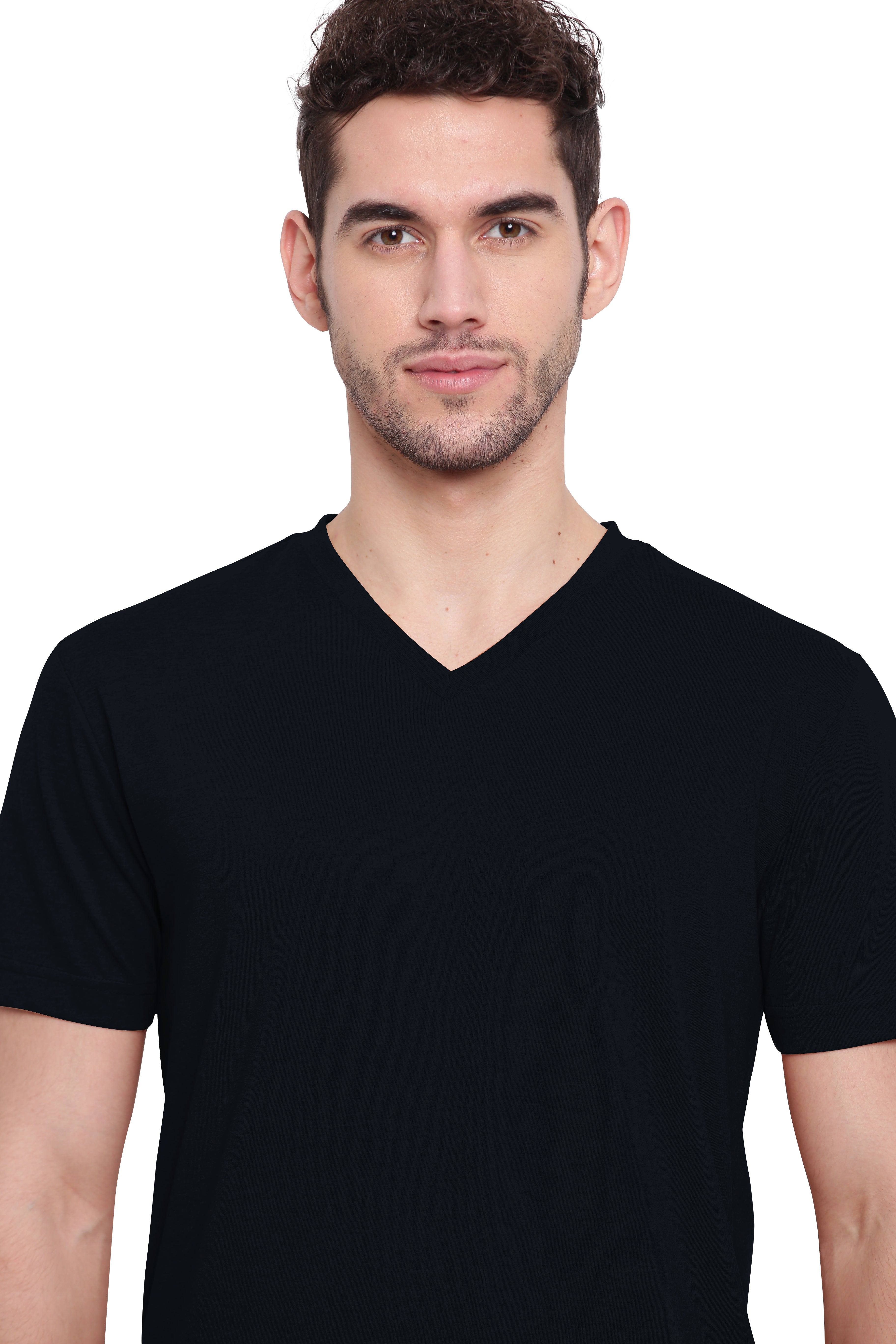 Poomer T-Shirt Solid V Neck - Black