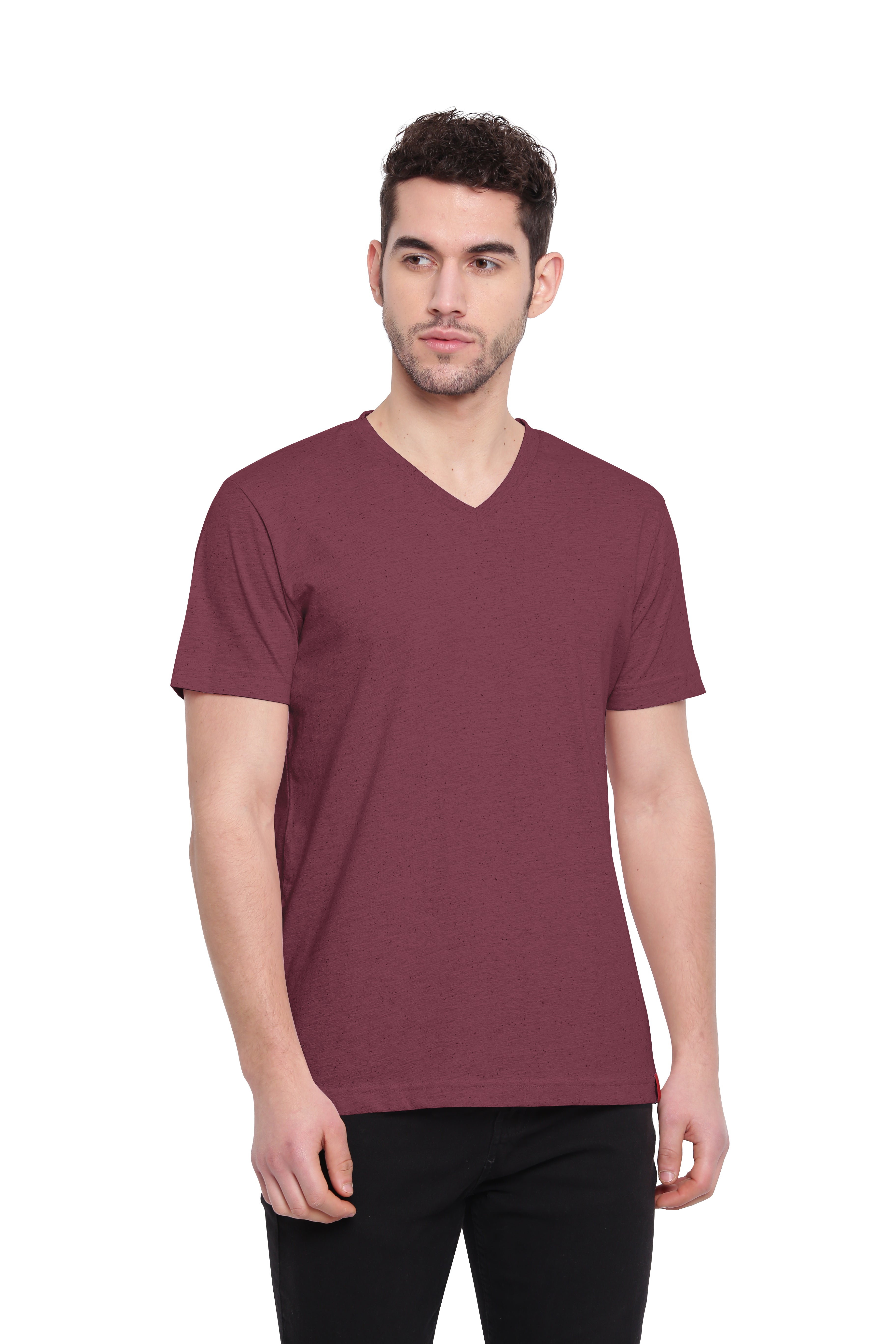 Poomer T-Shirt Solid V Neck - Maroon