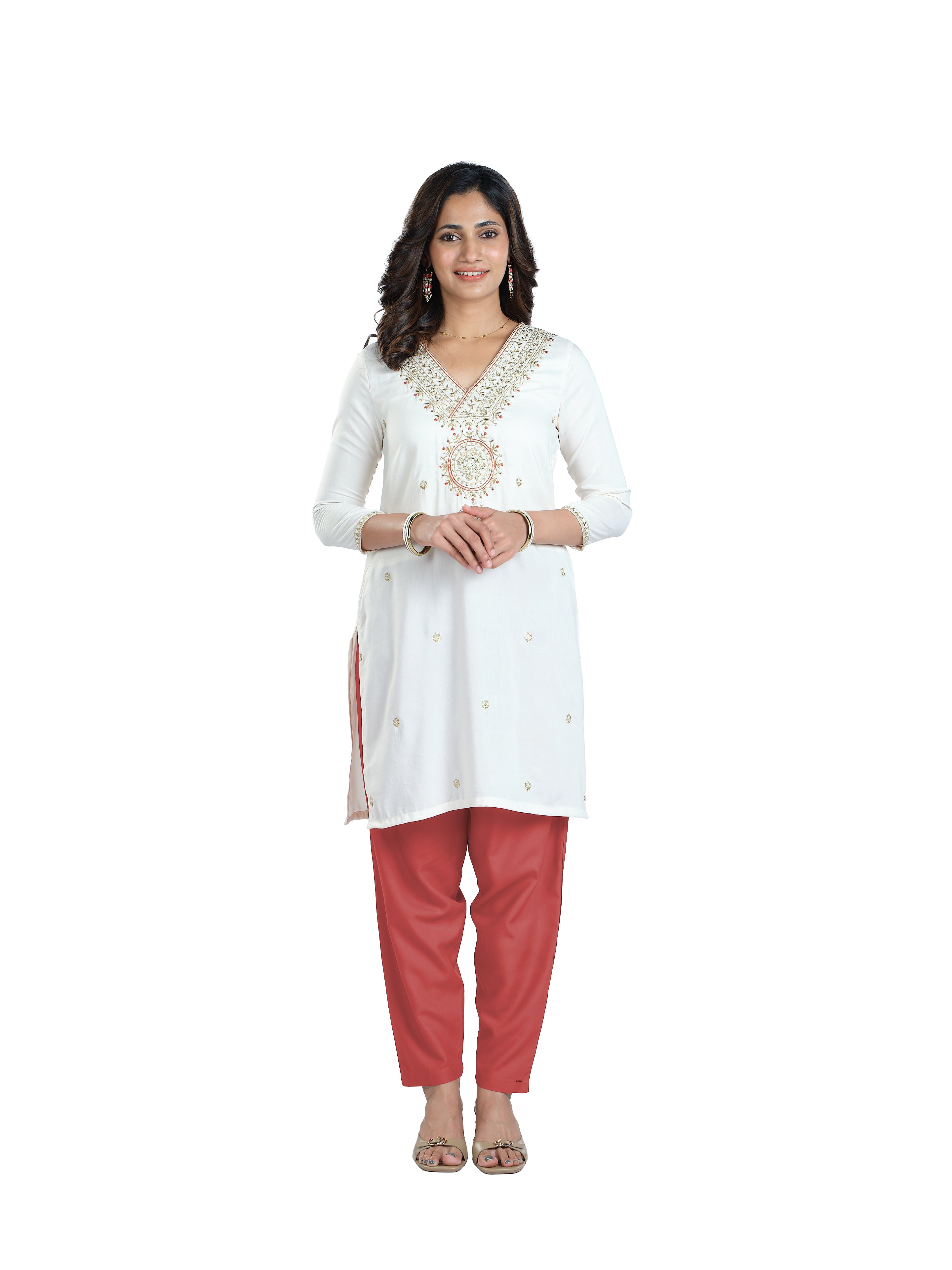 Presta Kurti Pant - Coral