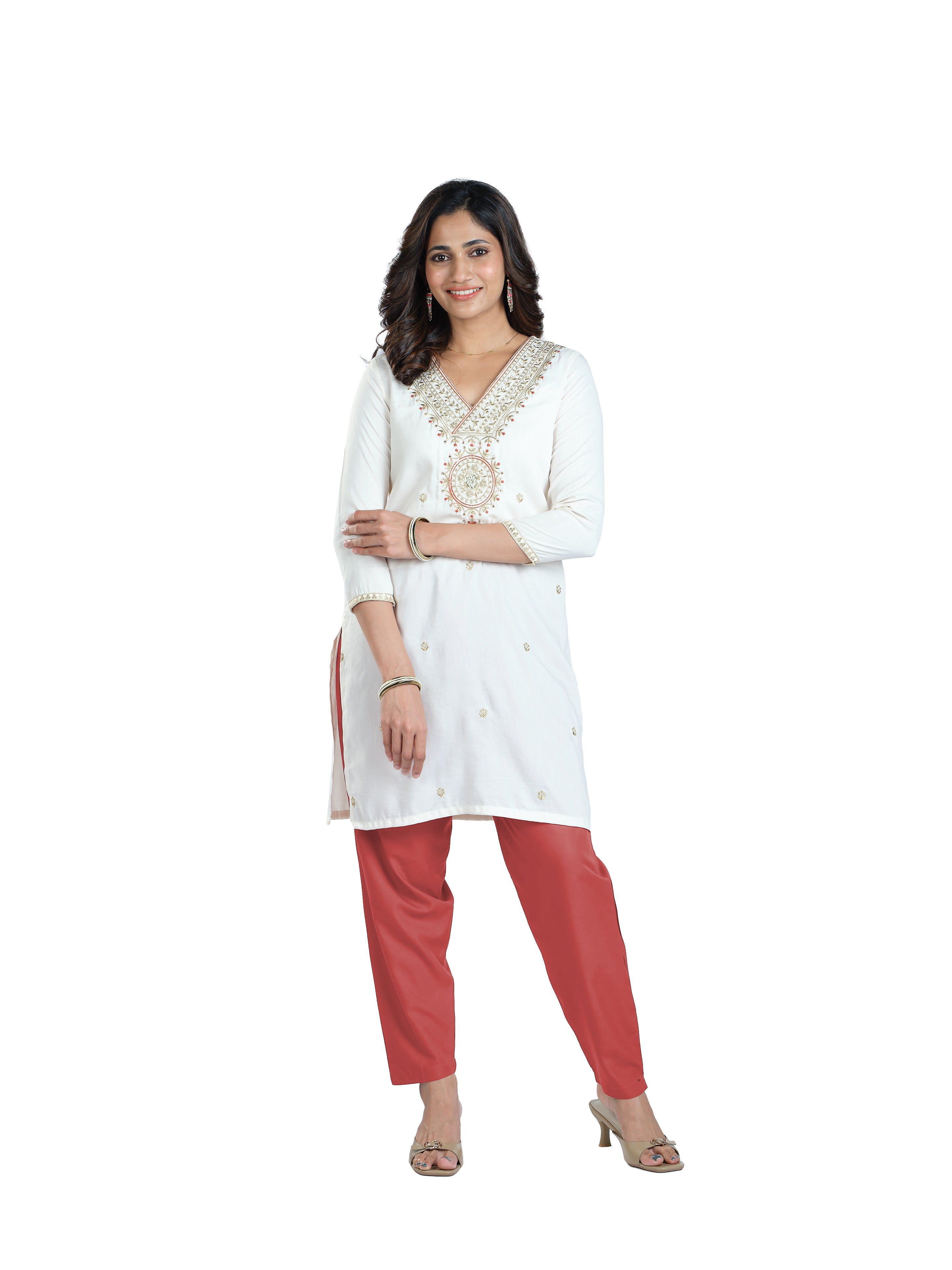 Presta Kurti Pant - Coral