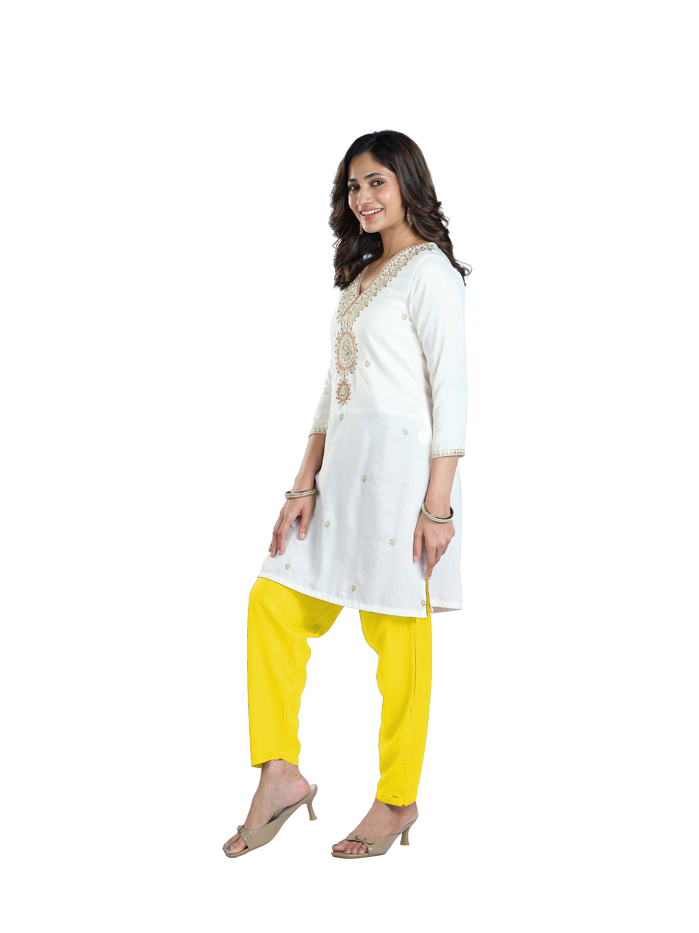 Presta Kurti Pant - Lemon Yellow