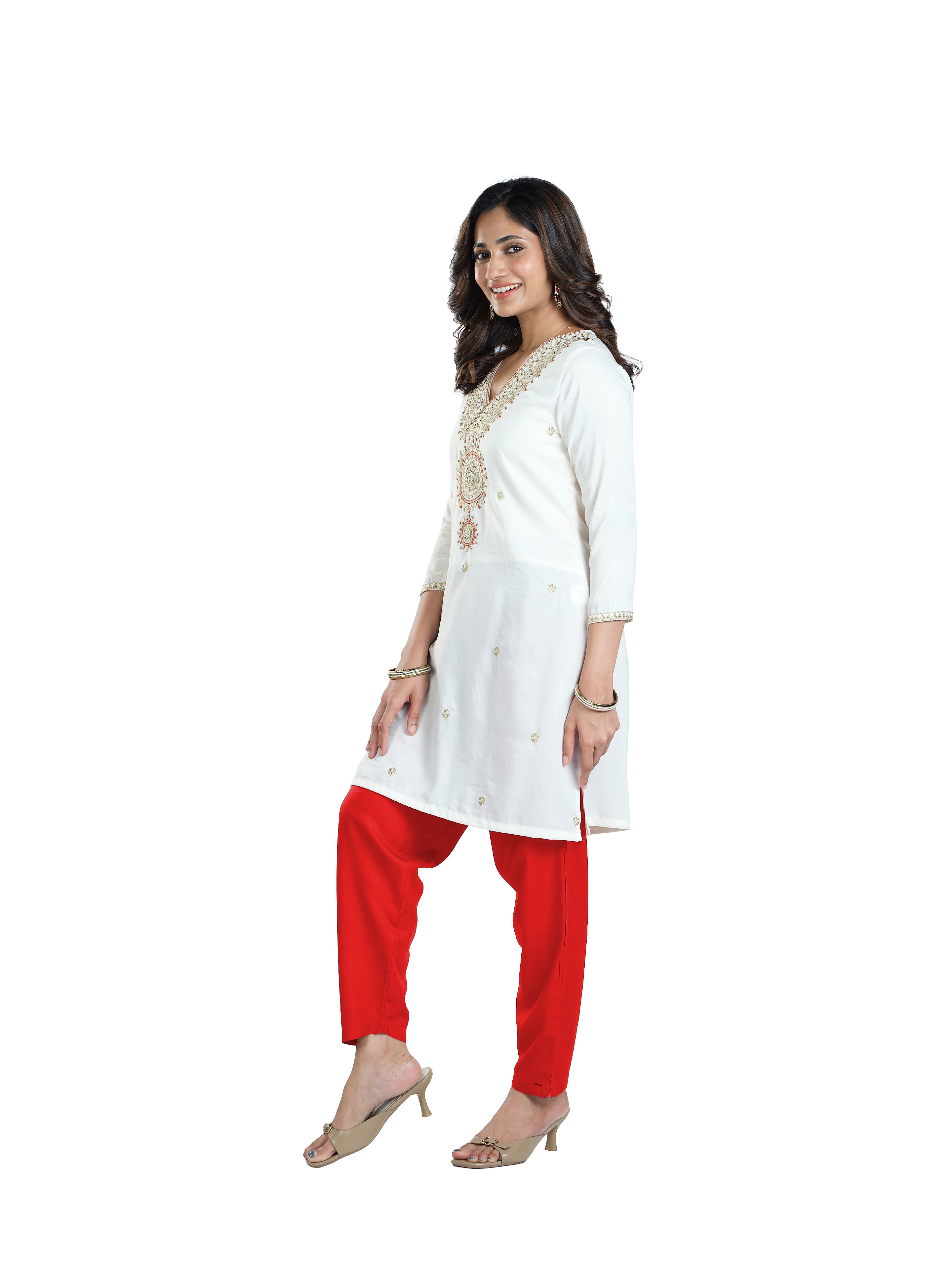 Presta Kurti Pant - Red