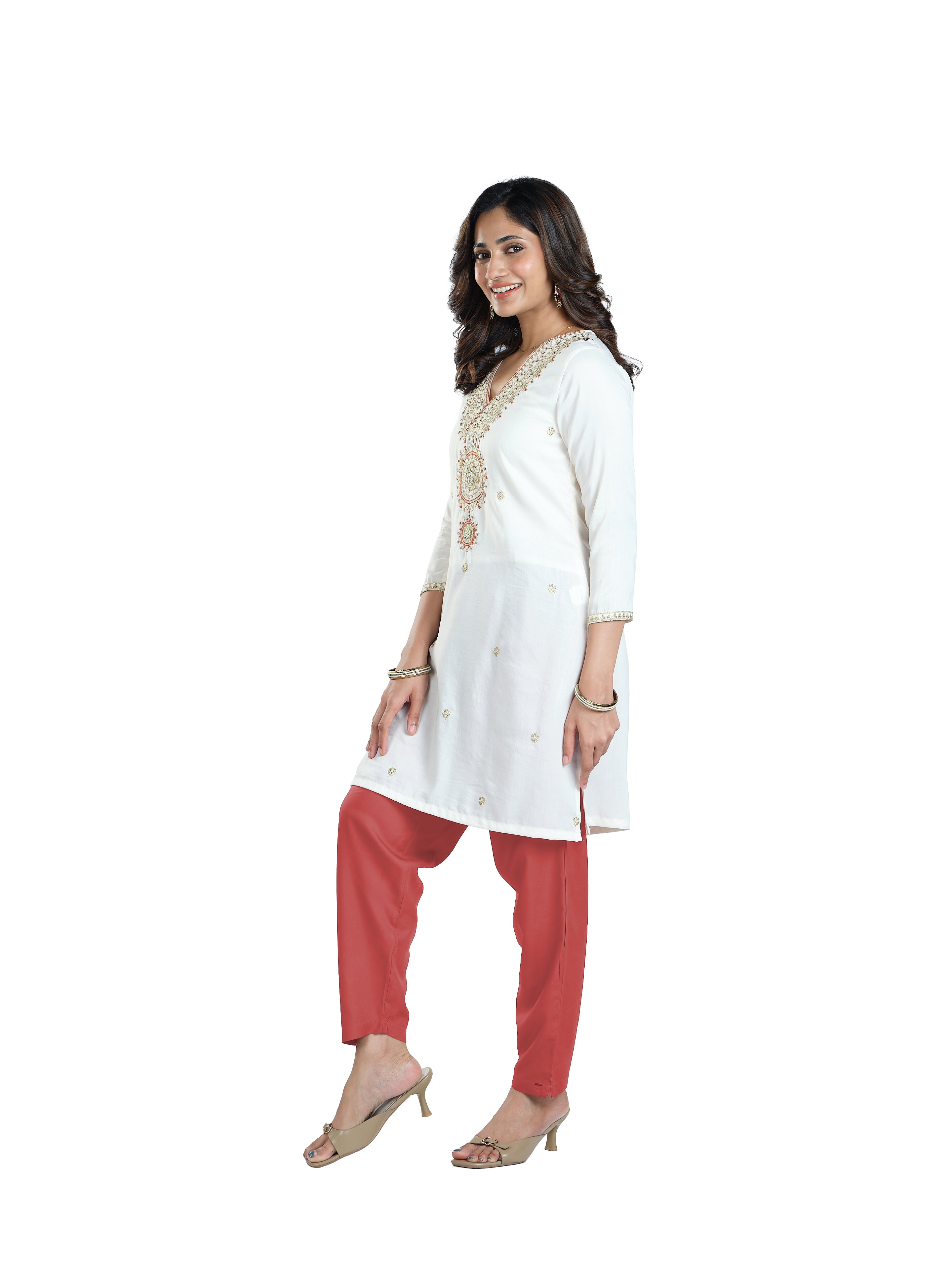 Presta Kurti Pant - Coral