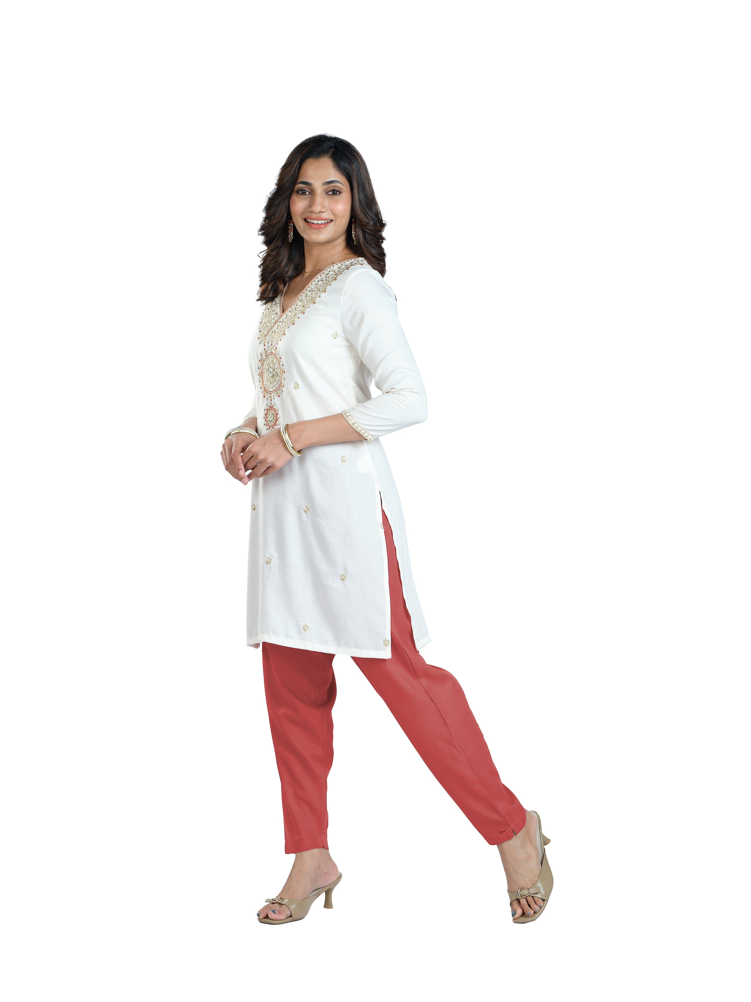 Presta Kurti Pant - Coral