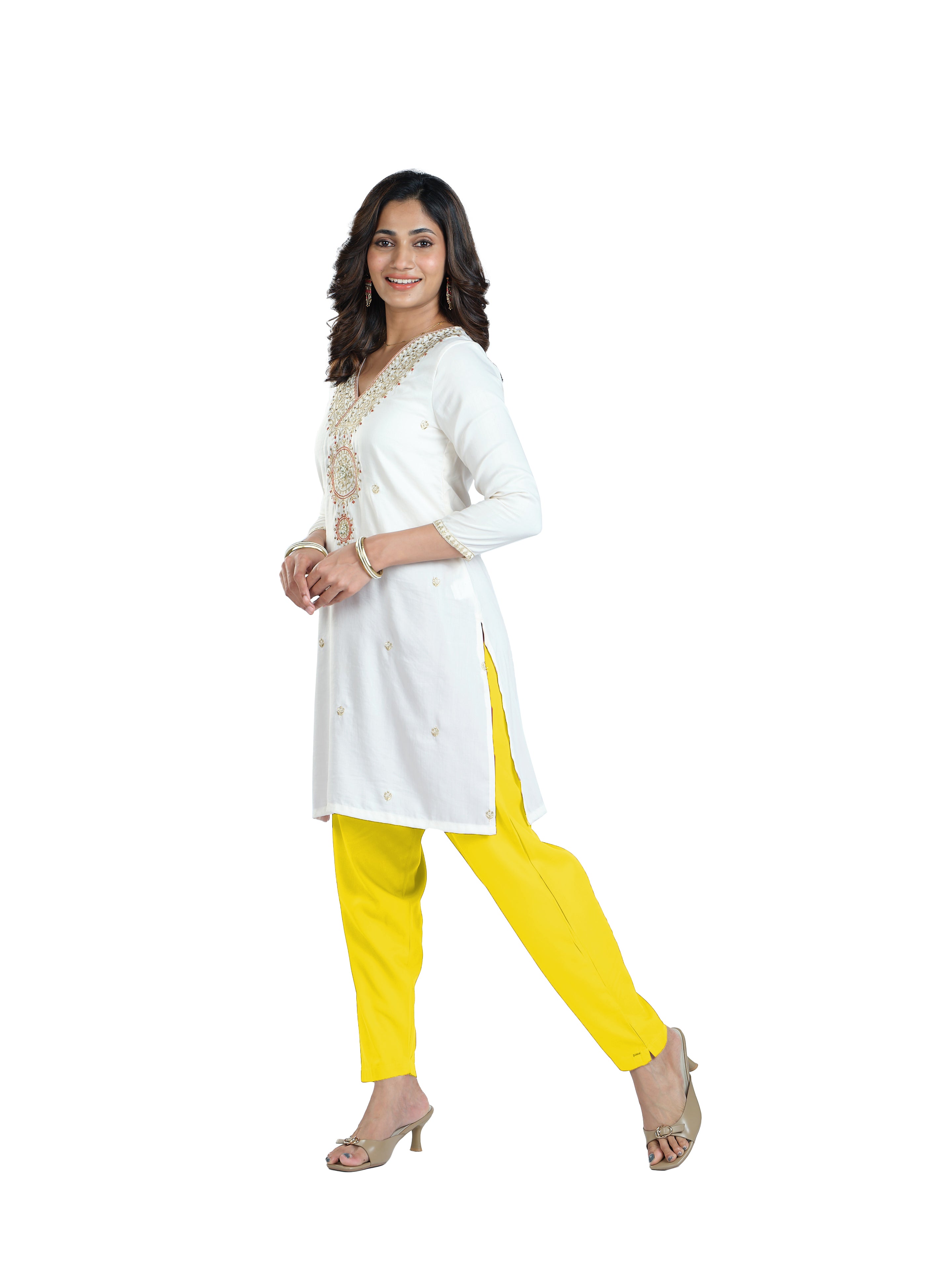 Presta Kurti Pant - Lemon Yellow