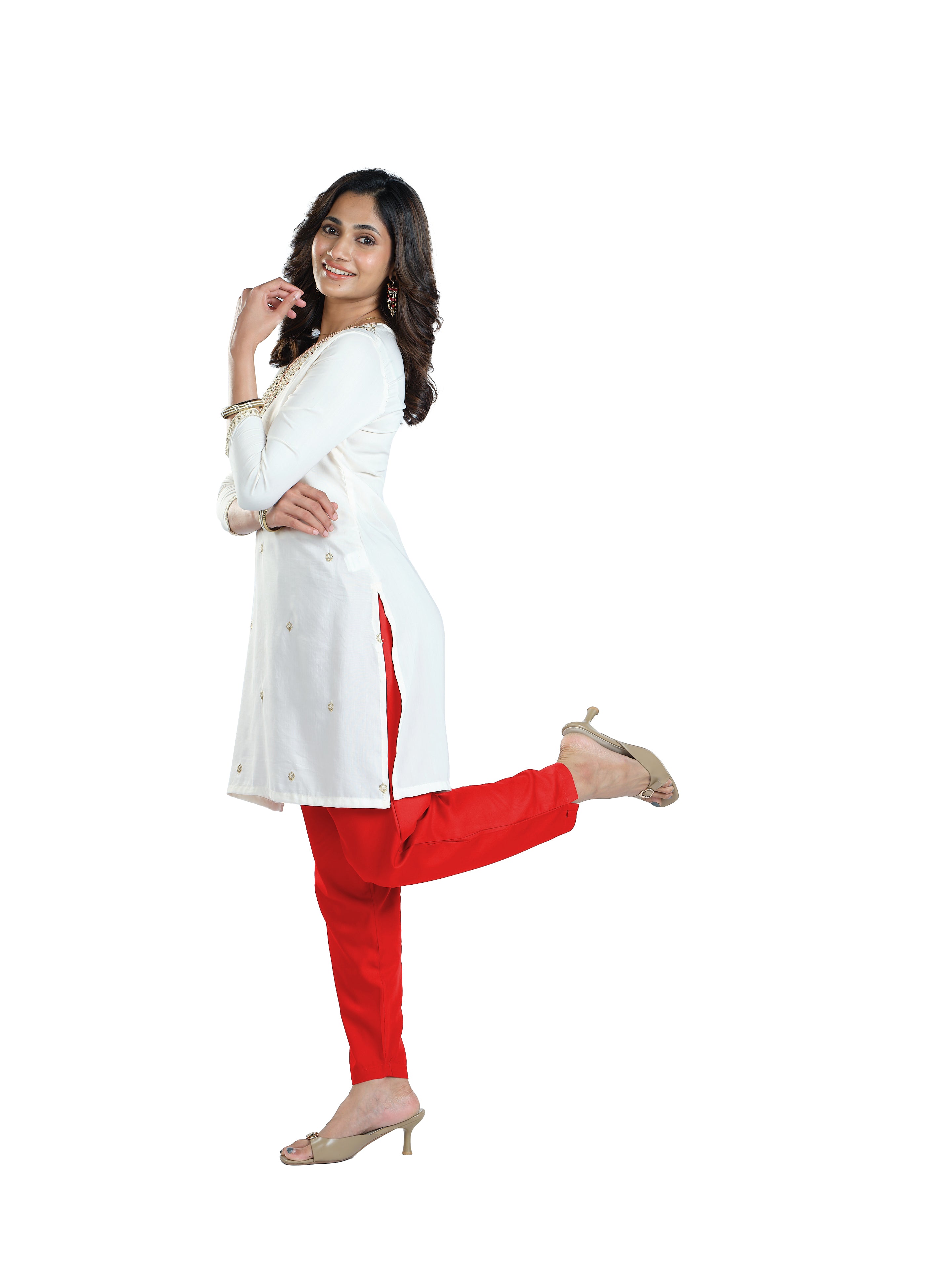 Presta Kurti Pant - Red
