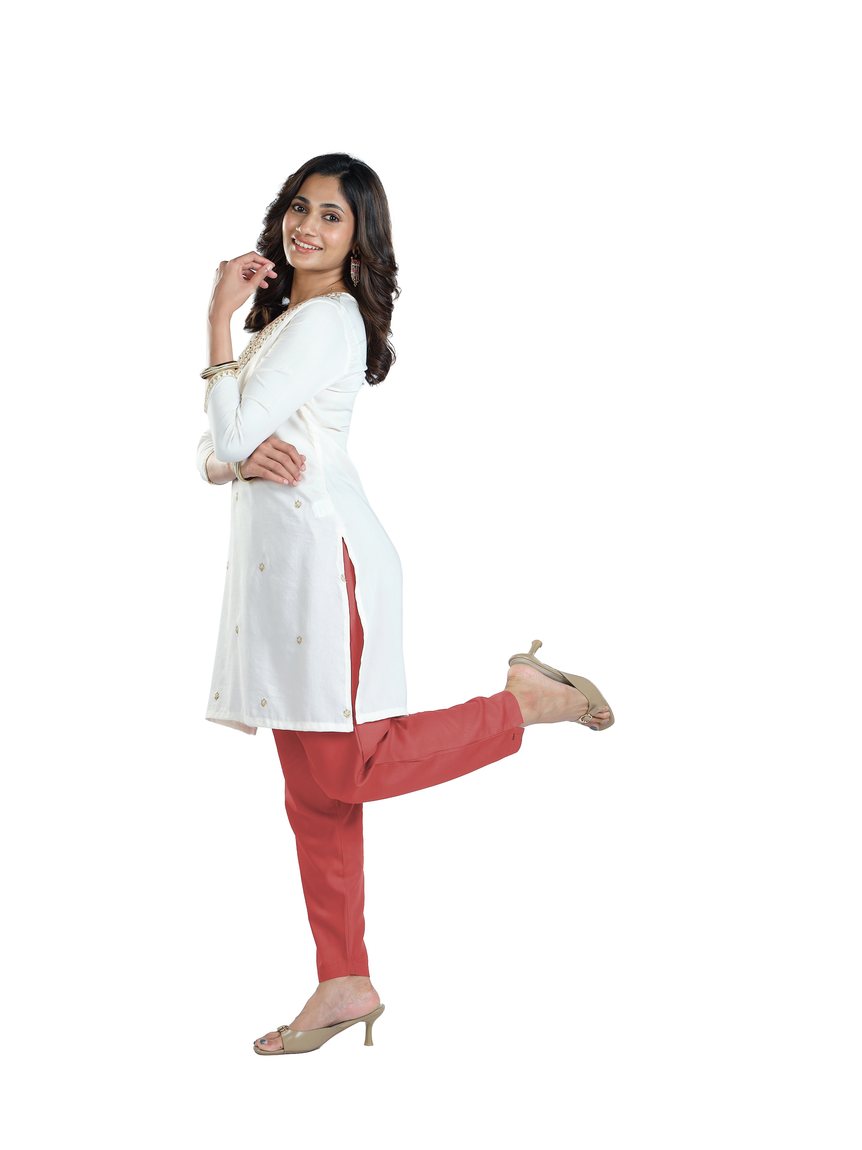 Presta Kurti Pant - Coral