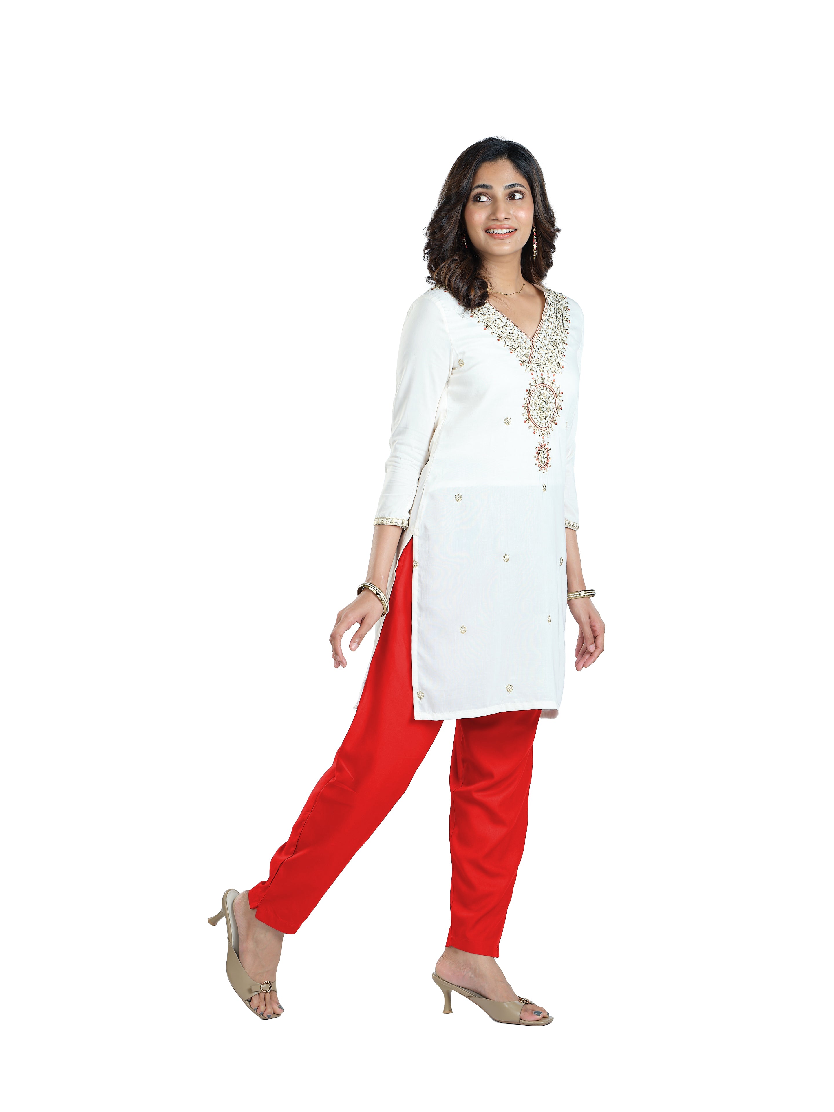 Presta Kurti Pant - Red