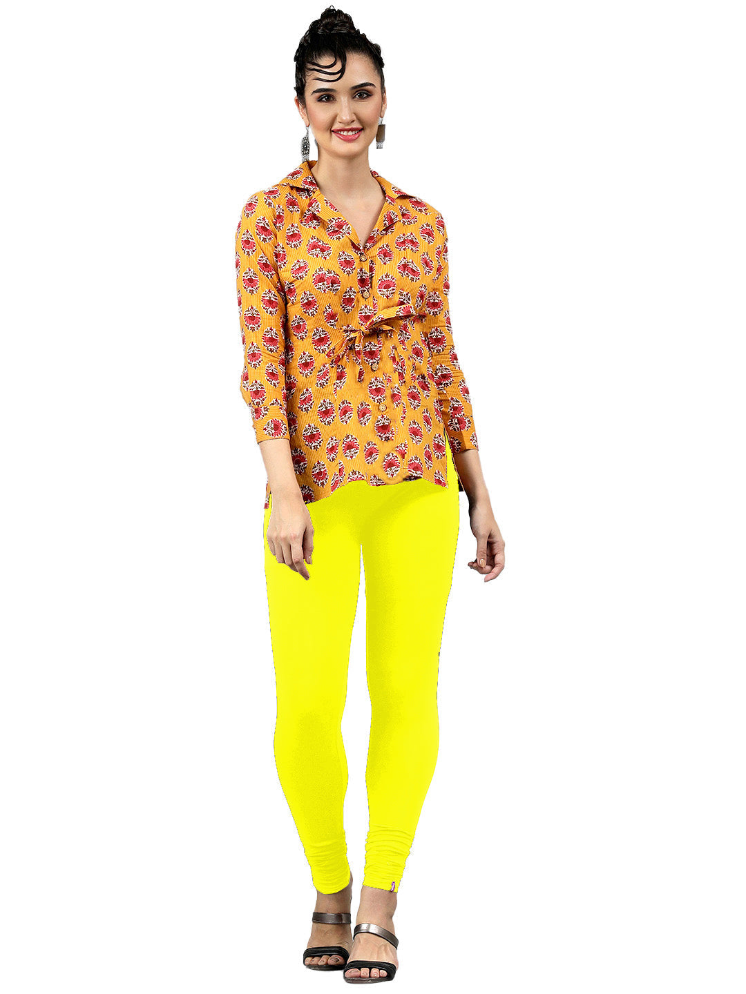 Presta Churidar Leggings Premium - Lemon Yellow