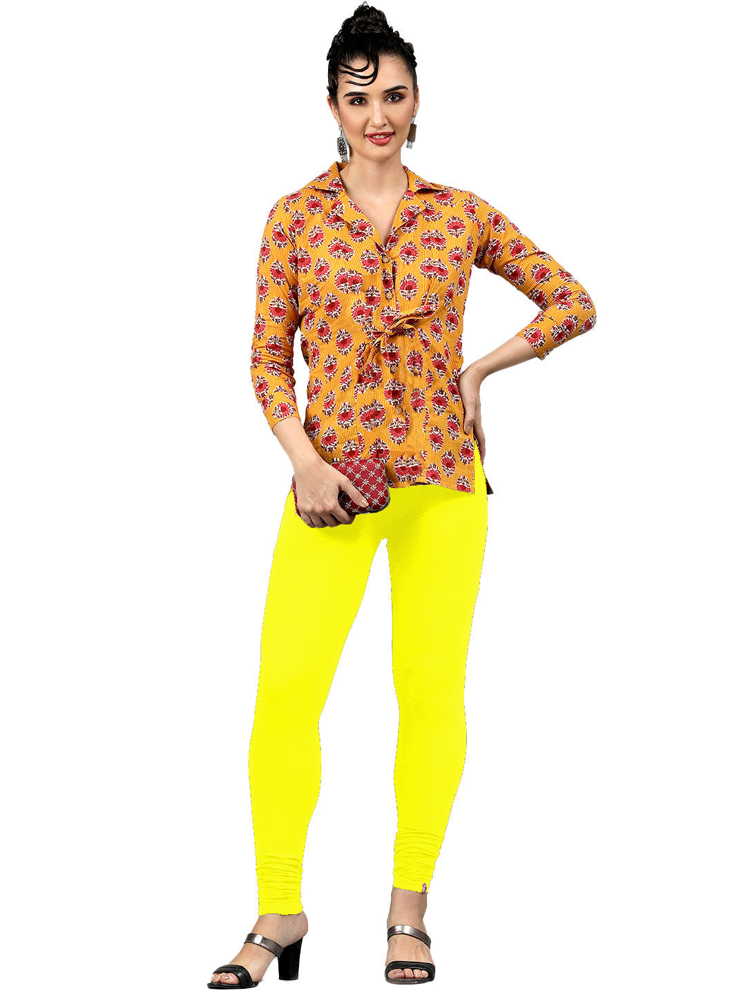 Presta Churidar Leggings Premium - Lemon Yellow