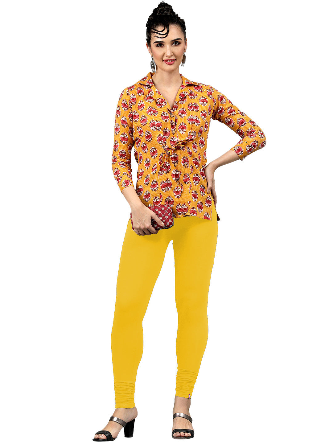 Presta Churidar Leggings Premium - Mango Yellow