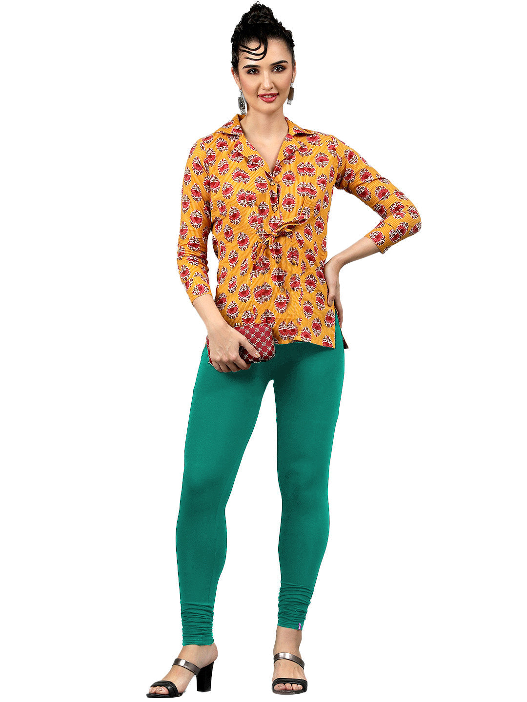 Presta Churidar Leggings Premium - Peacock Green