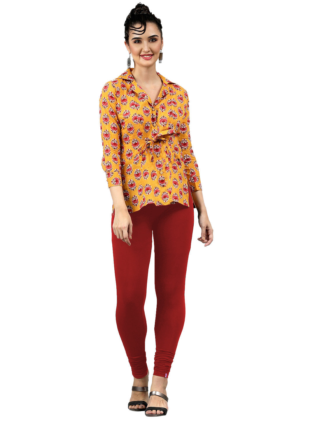 Presta Churidar Leggings Premium - Red Maroon