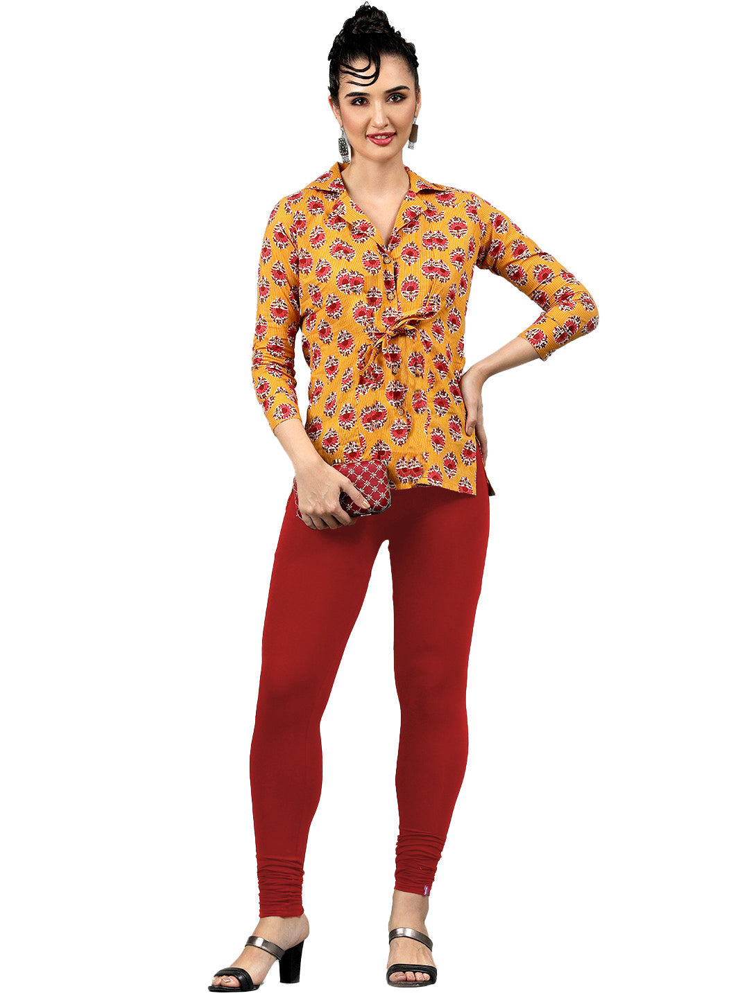 Presta Churidar Leggings Premium - Red Maroon