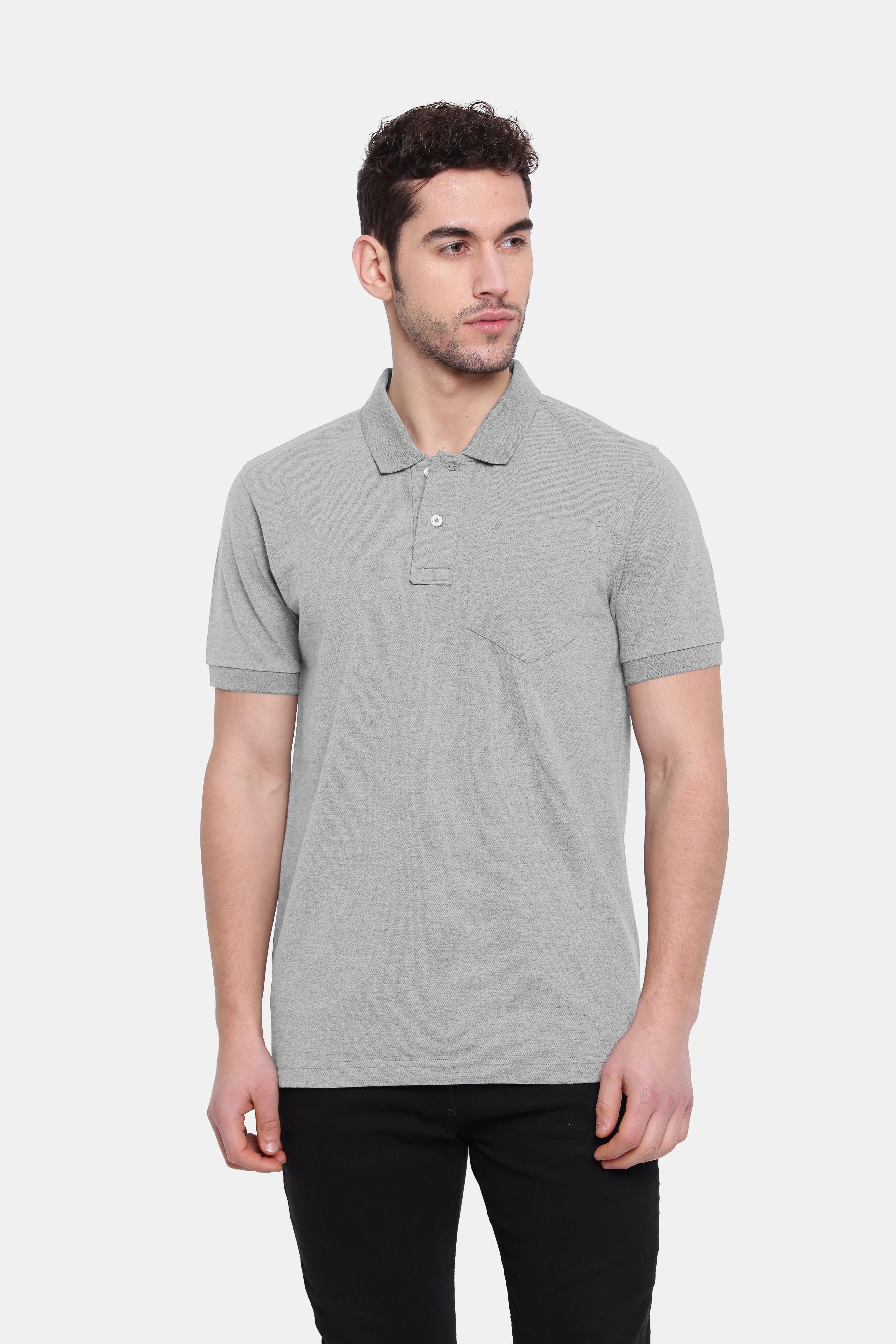 Poomer Polo Collar T-Shirt - Light Grey