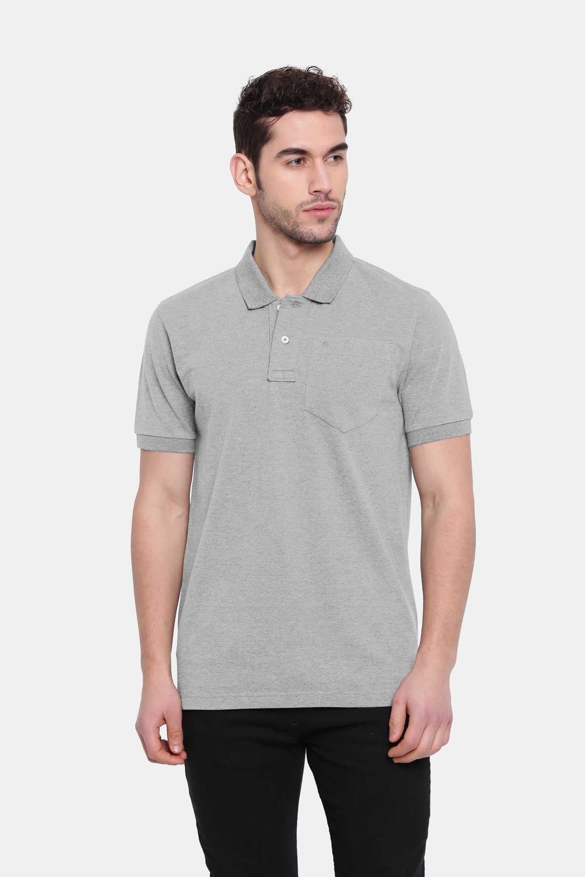 Poomer Polo Collar T-Shirt - Light Grey