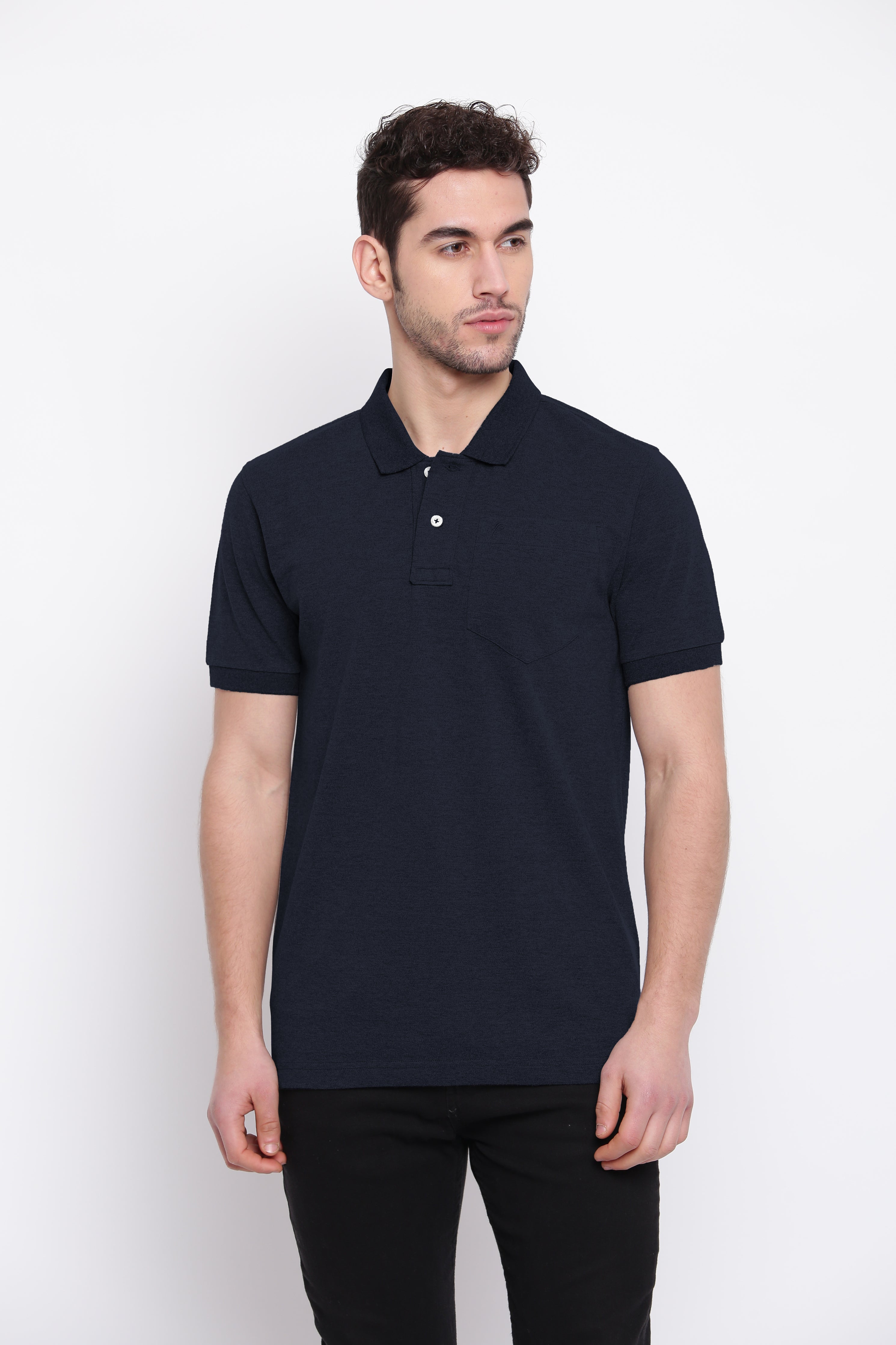 Poomer Polo Collar T-Shirt - Dark Navy