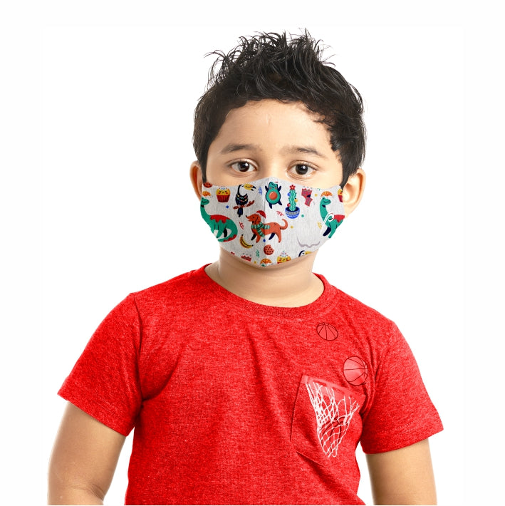 Poomer Kids Face Mask - 3 layer Anti-Bacterial & Anti-Pollution Face Mask (Pack of 3)