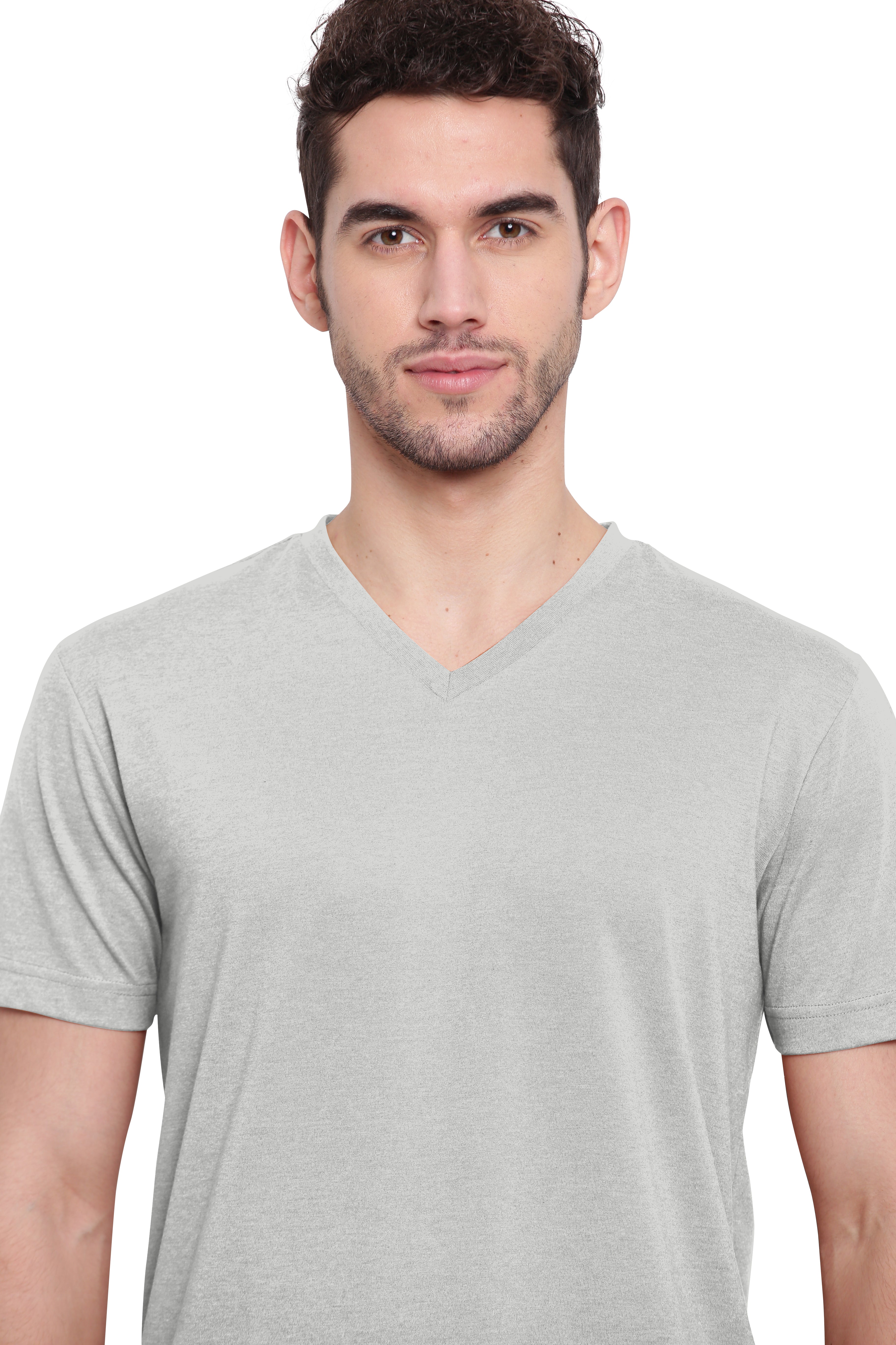 Poomer T-Shirt Solid V Neck - Beige