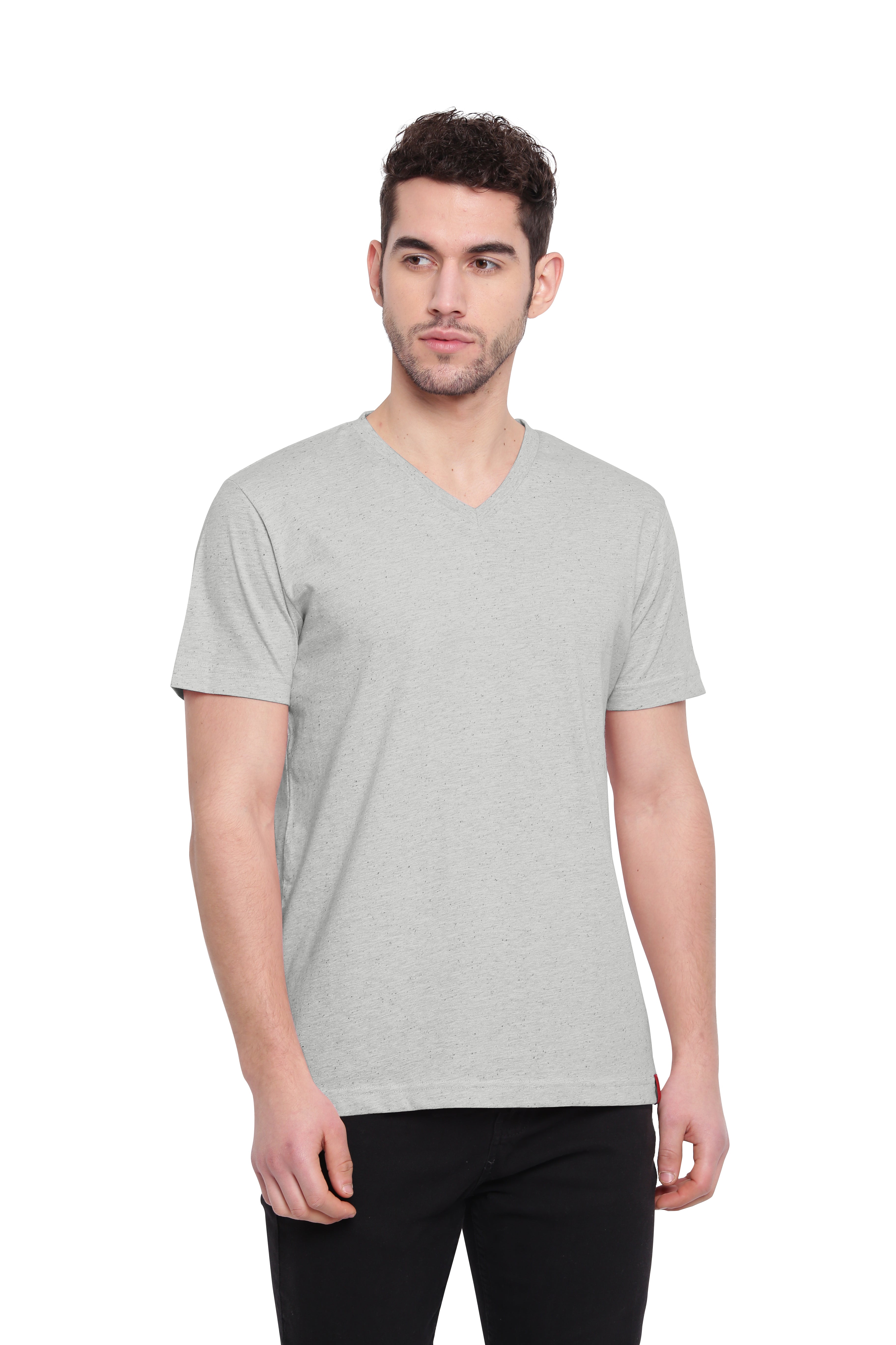 Poomer T-Shirt Solid V Neck - Beige