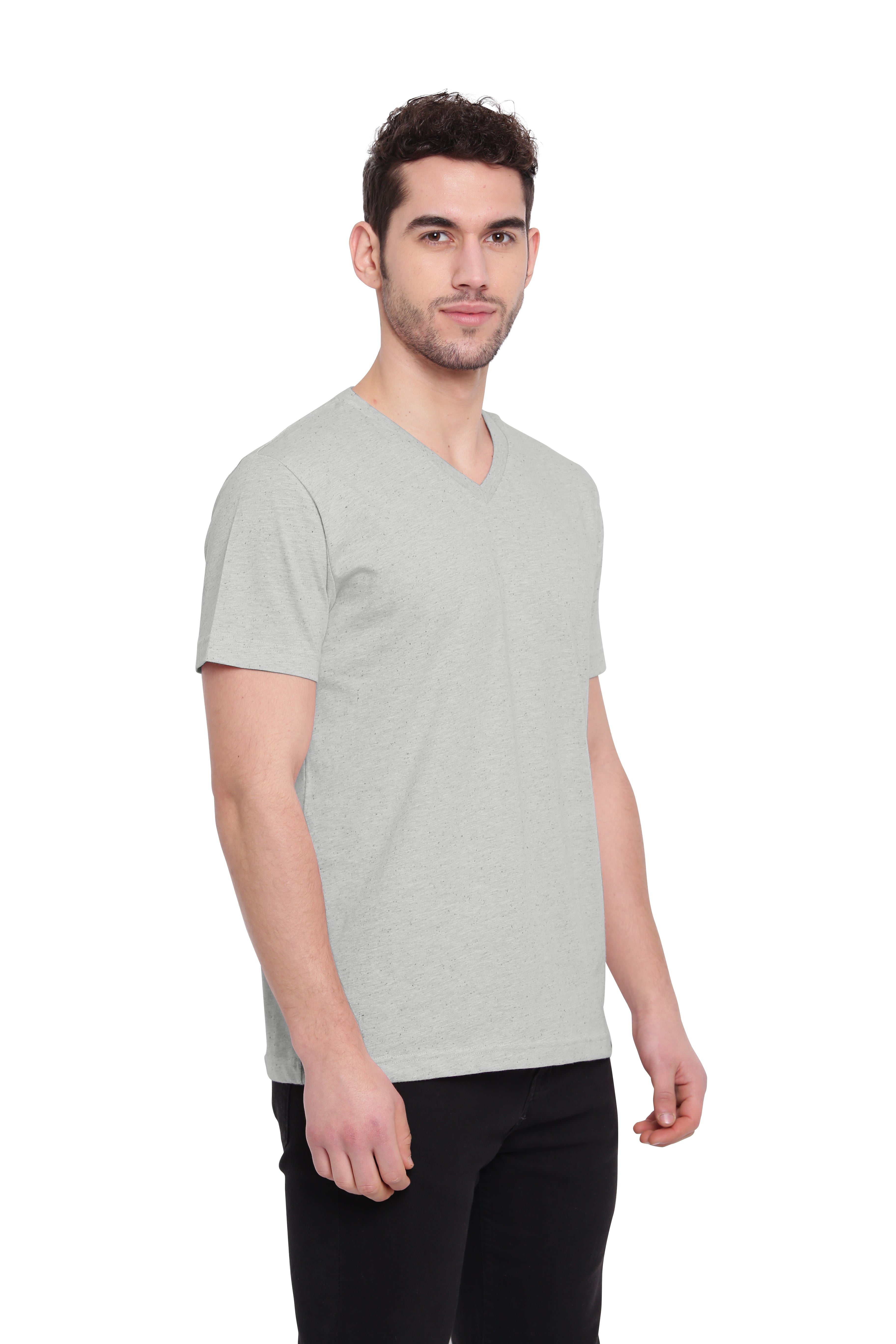 Poomer T-Shirt Solid V Neck - Beige