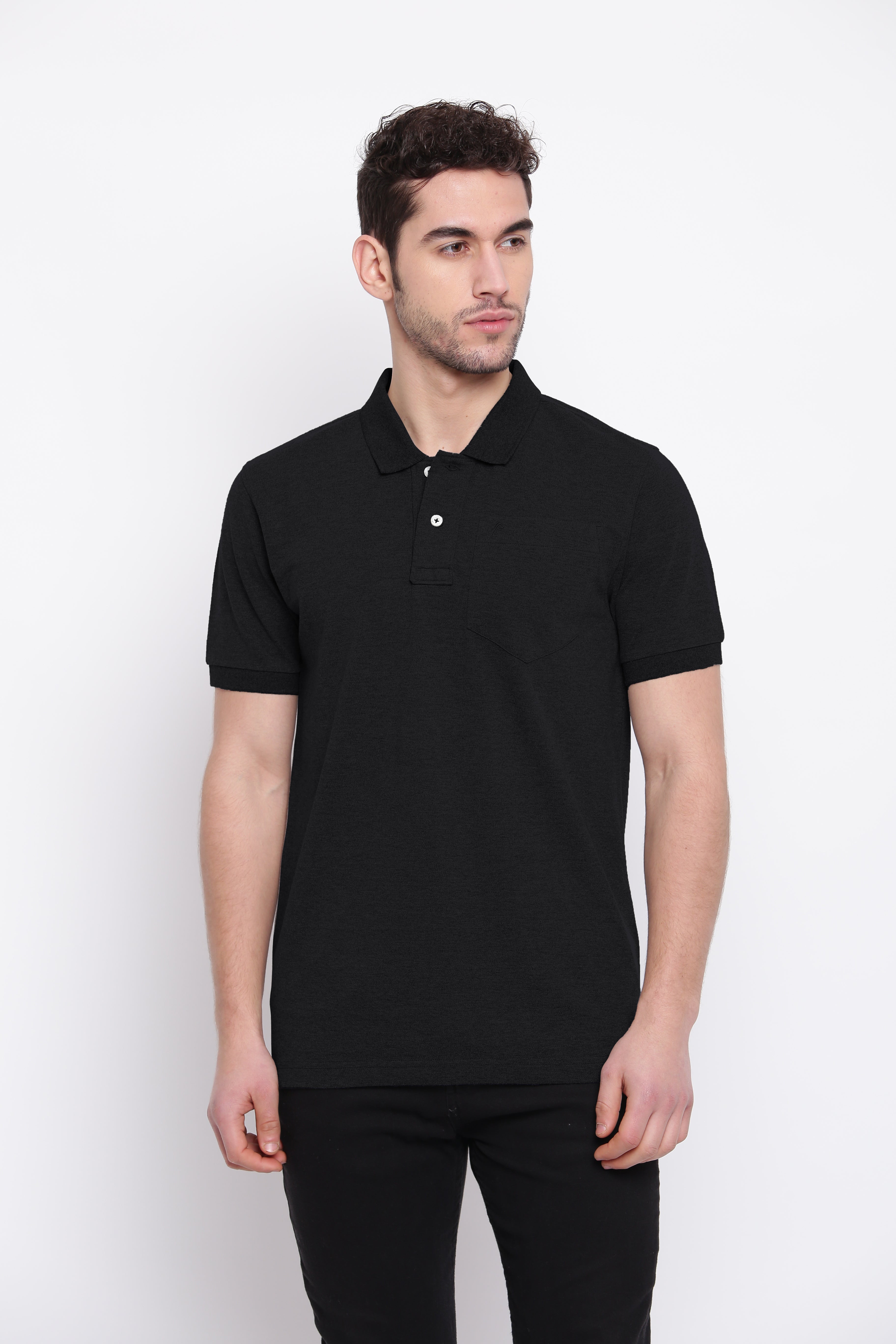 Poomer Polo Collar T-Shirt - Black