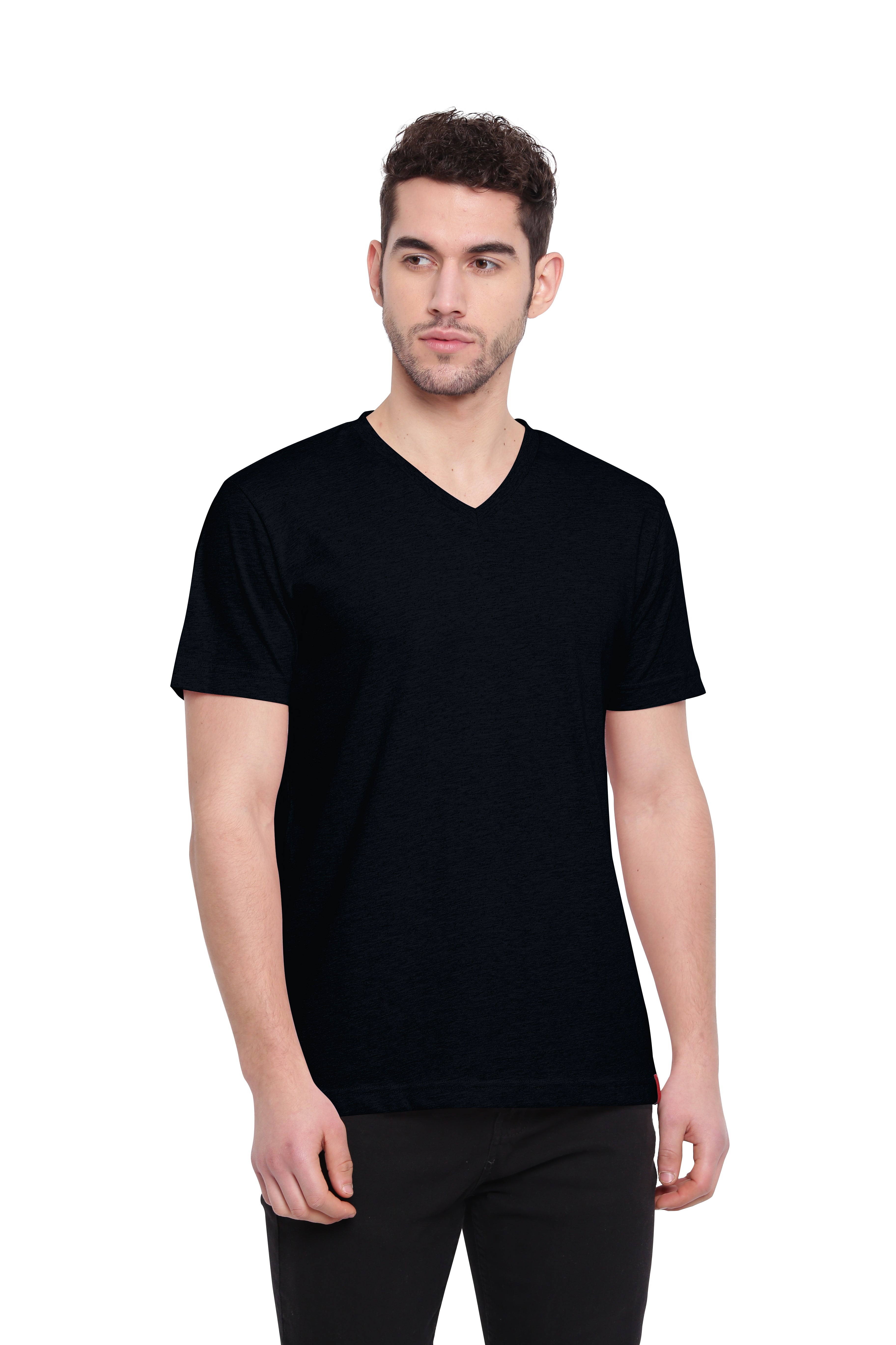 Poomer T-Shirt Solid V Neck - Black