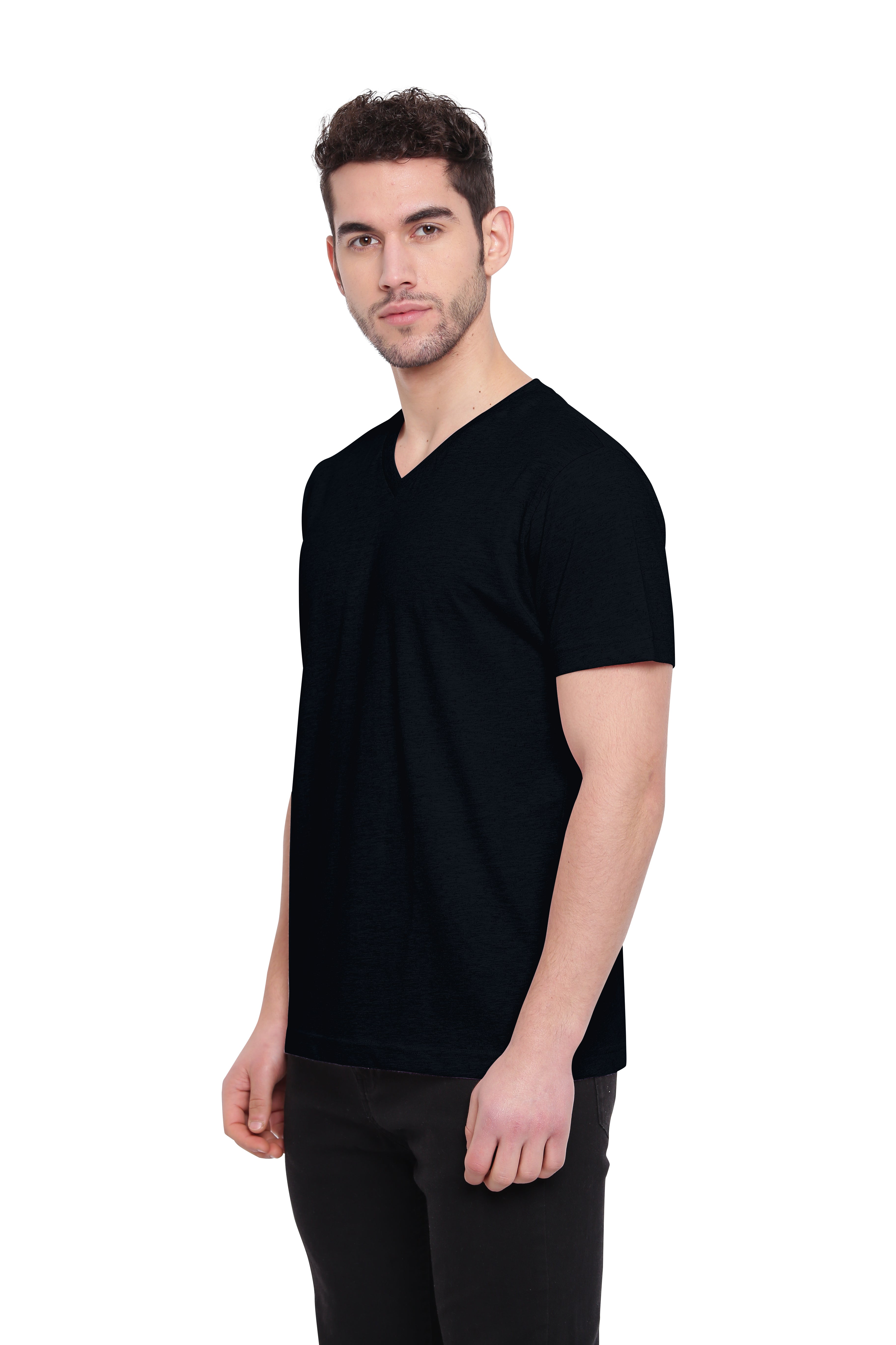 Poomer T-Shirt Solid V Neck - Black