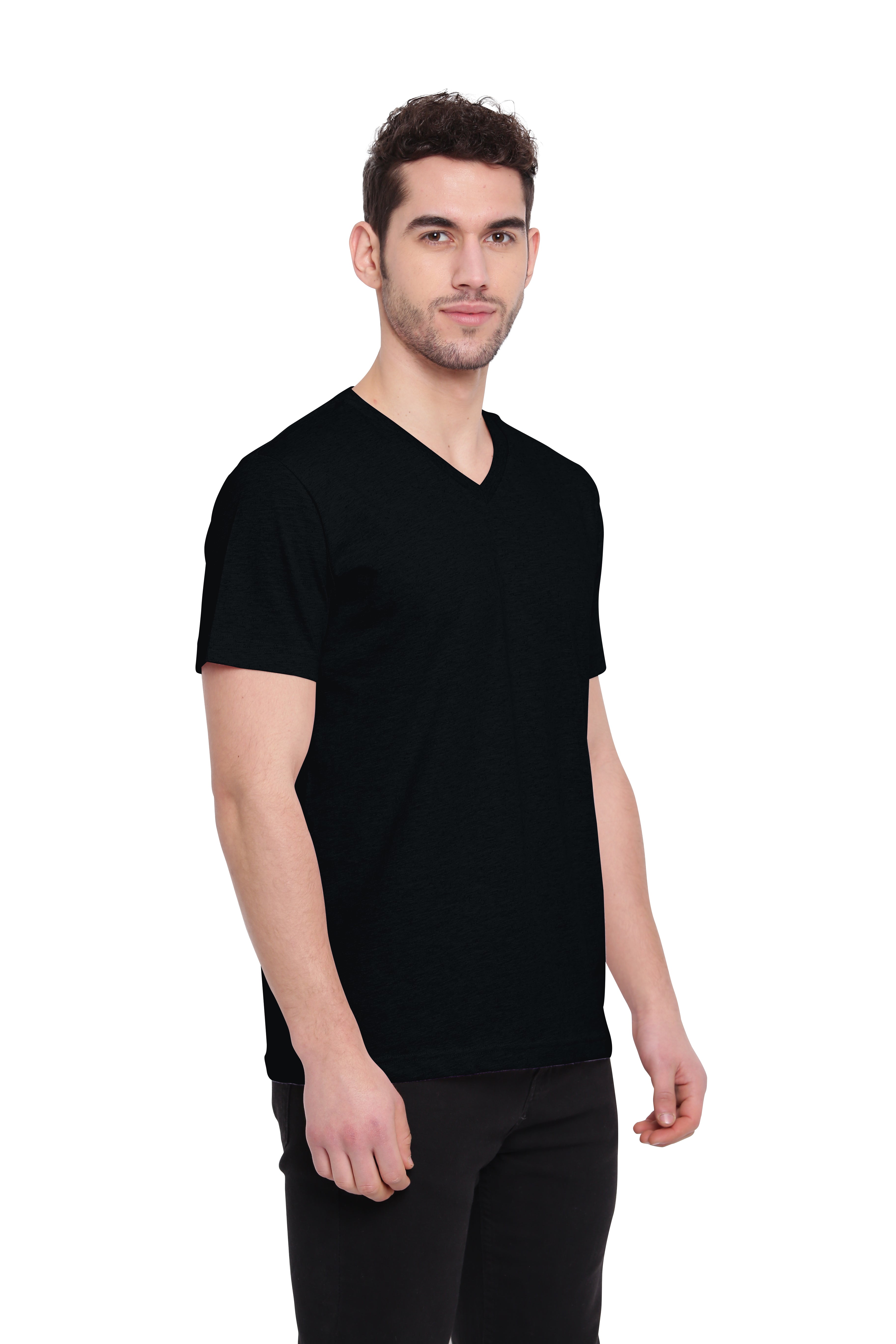 Poomer T-Shirt Solid V Neck - Black
