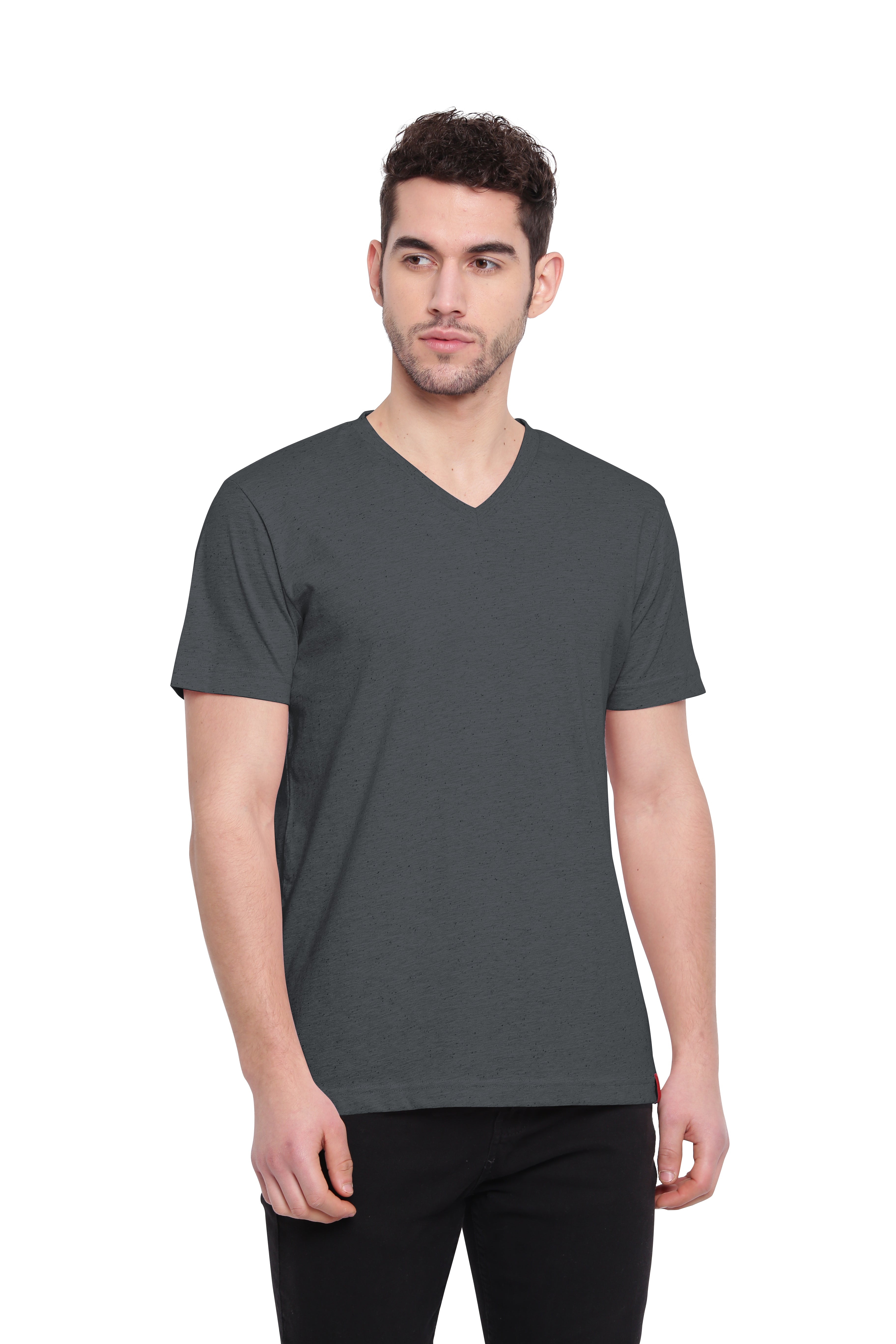 Poomer T-Shirt Solid V Neck - Grey