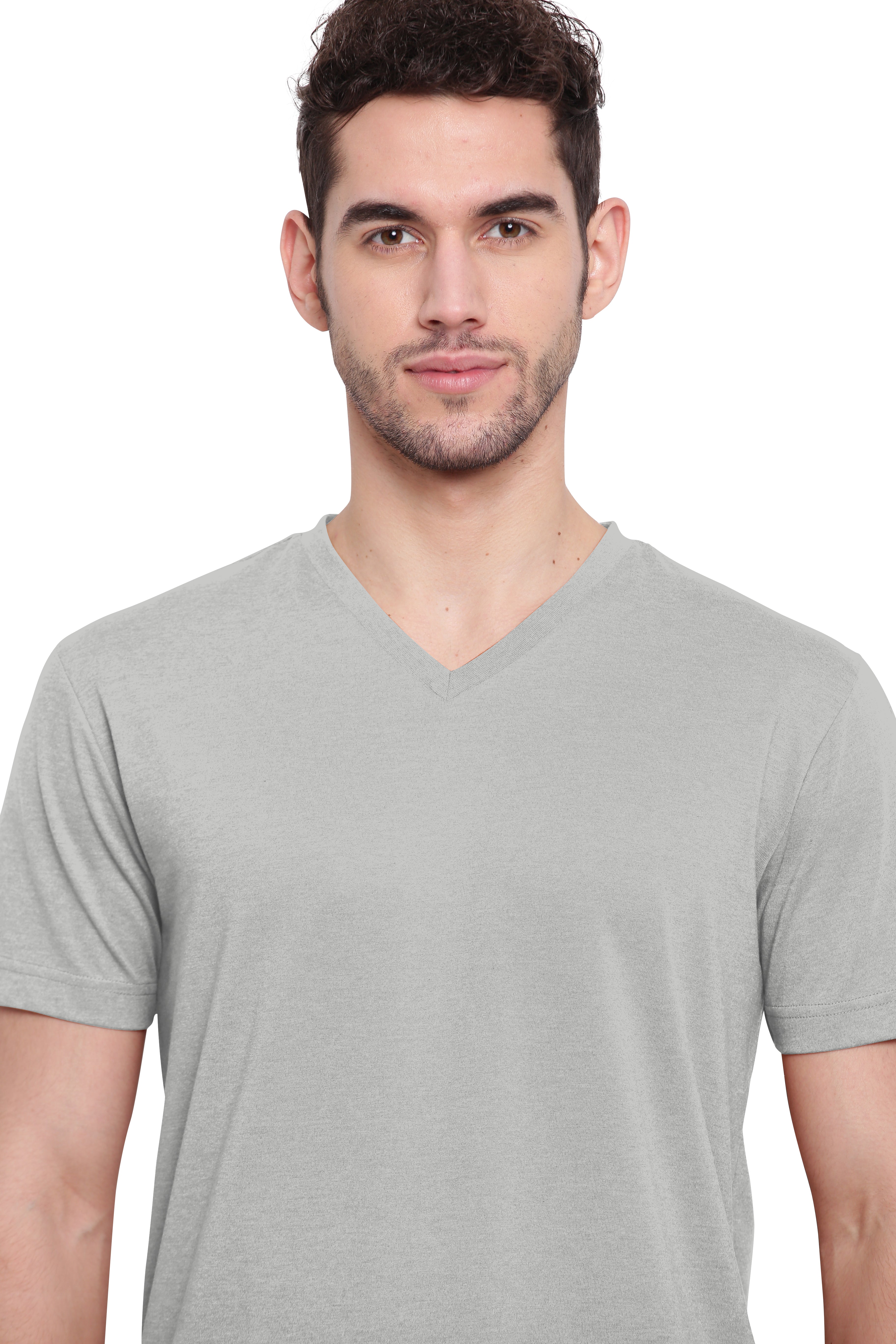 Poomer Casual T-Shirt V Neck - Light Melange