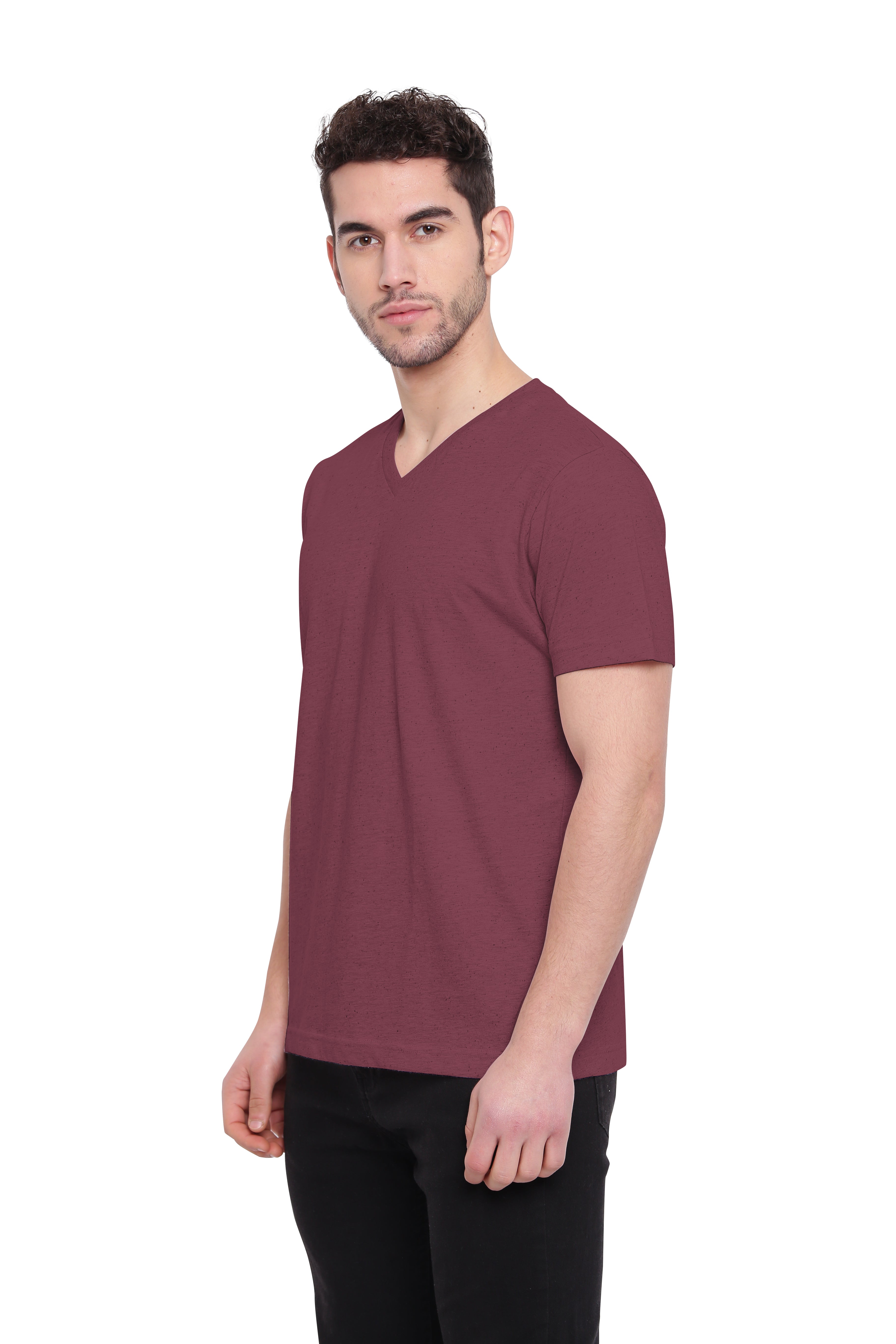 Poomer T-Shirt Solid V Neck - Maroon