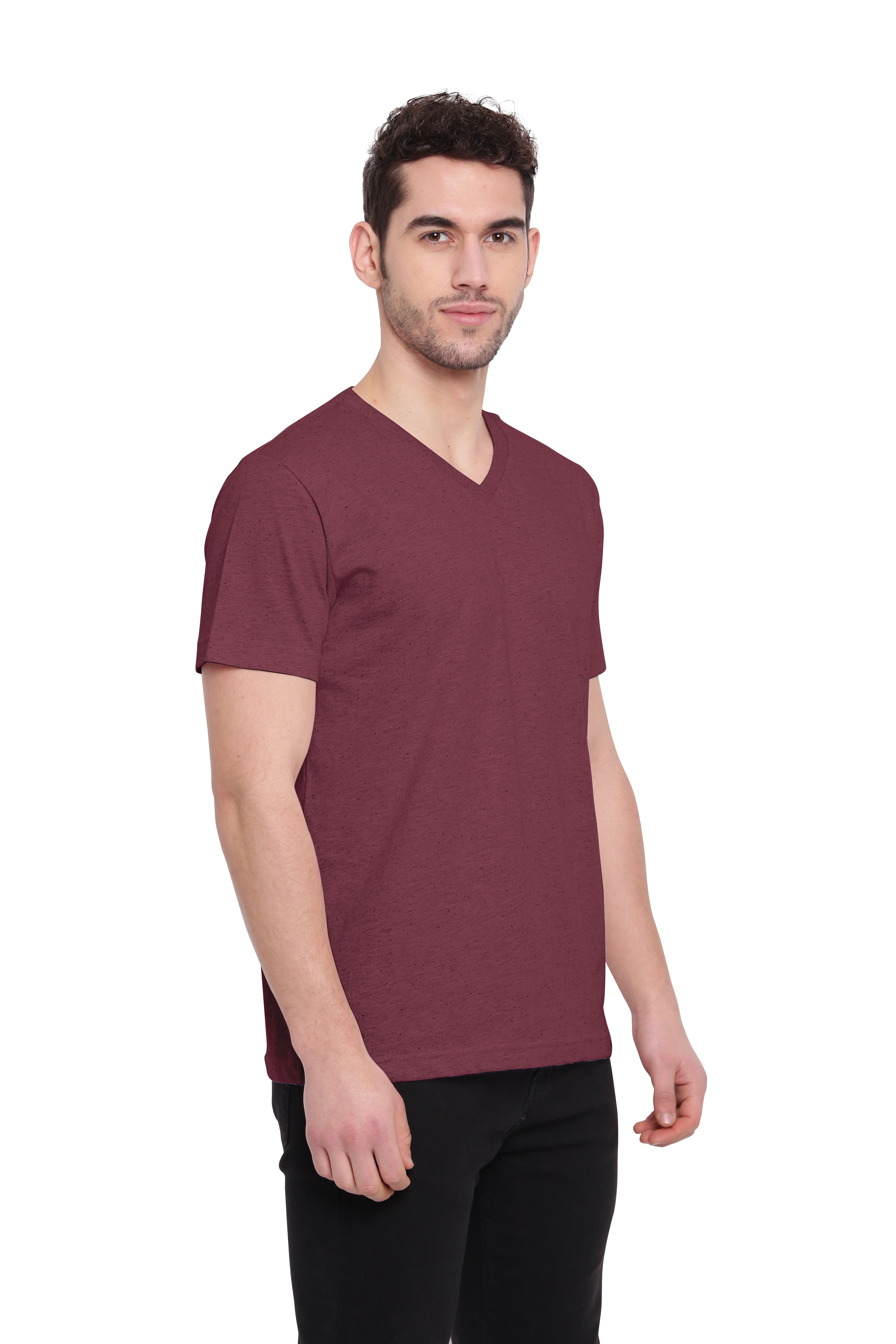 Poomer Casual T-Shirt V Neck - Maroon