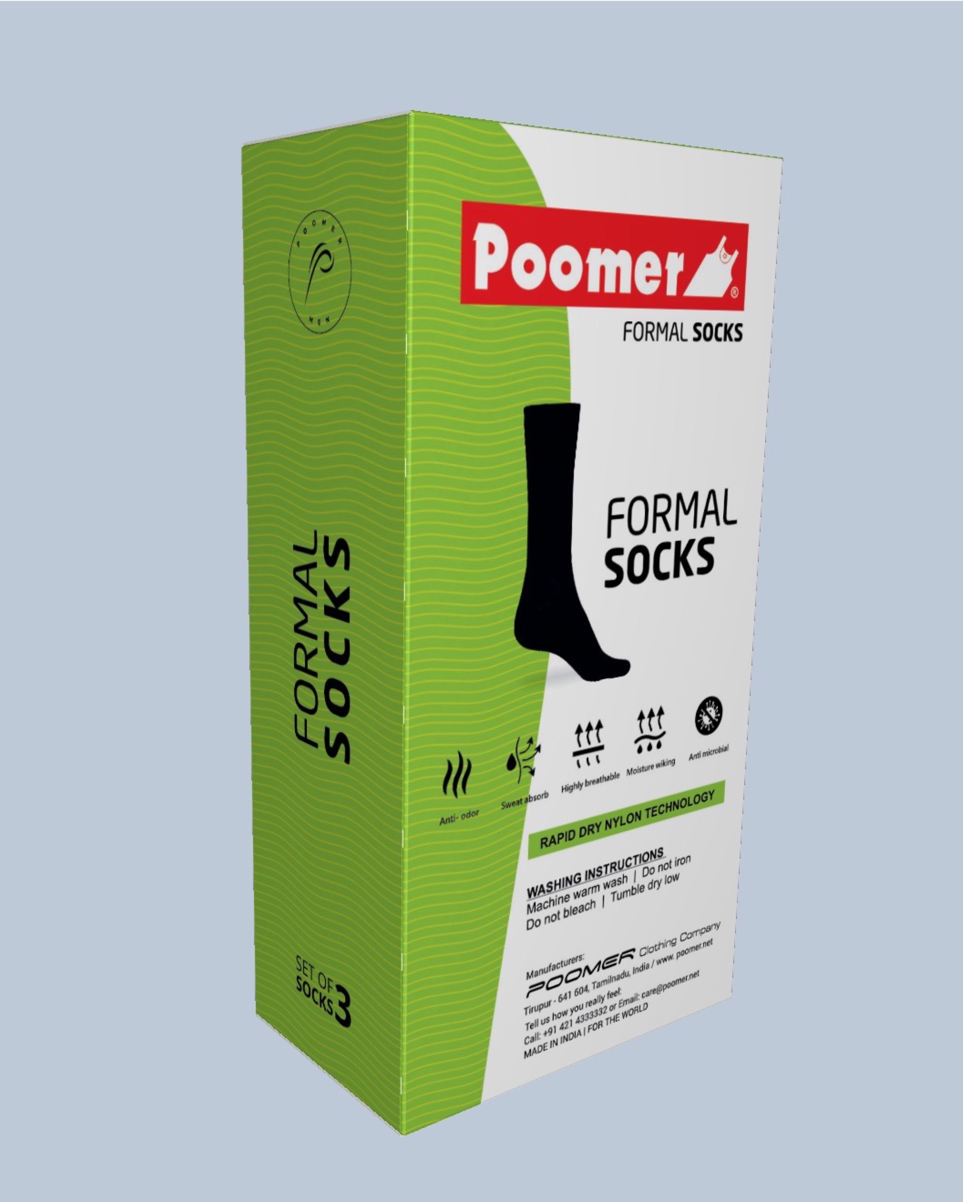 Poomer Formal full length Socks - Premium (Set of 3 pairs)