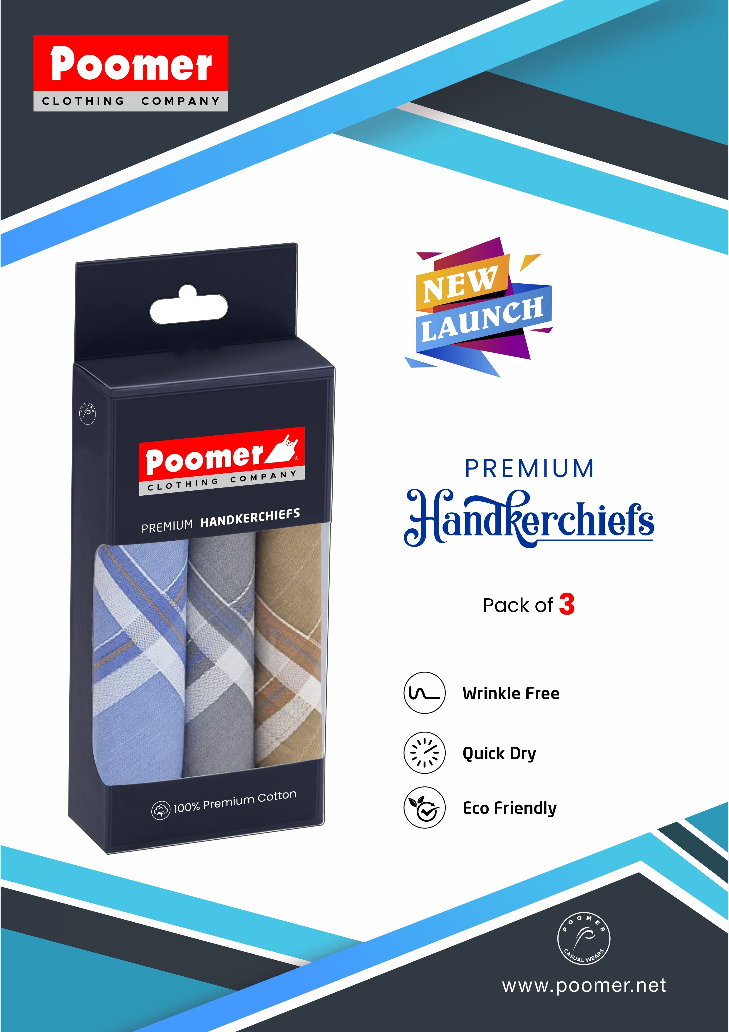 Poomer Handkerchief Premium - Checked