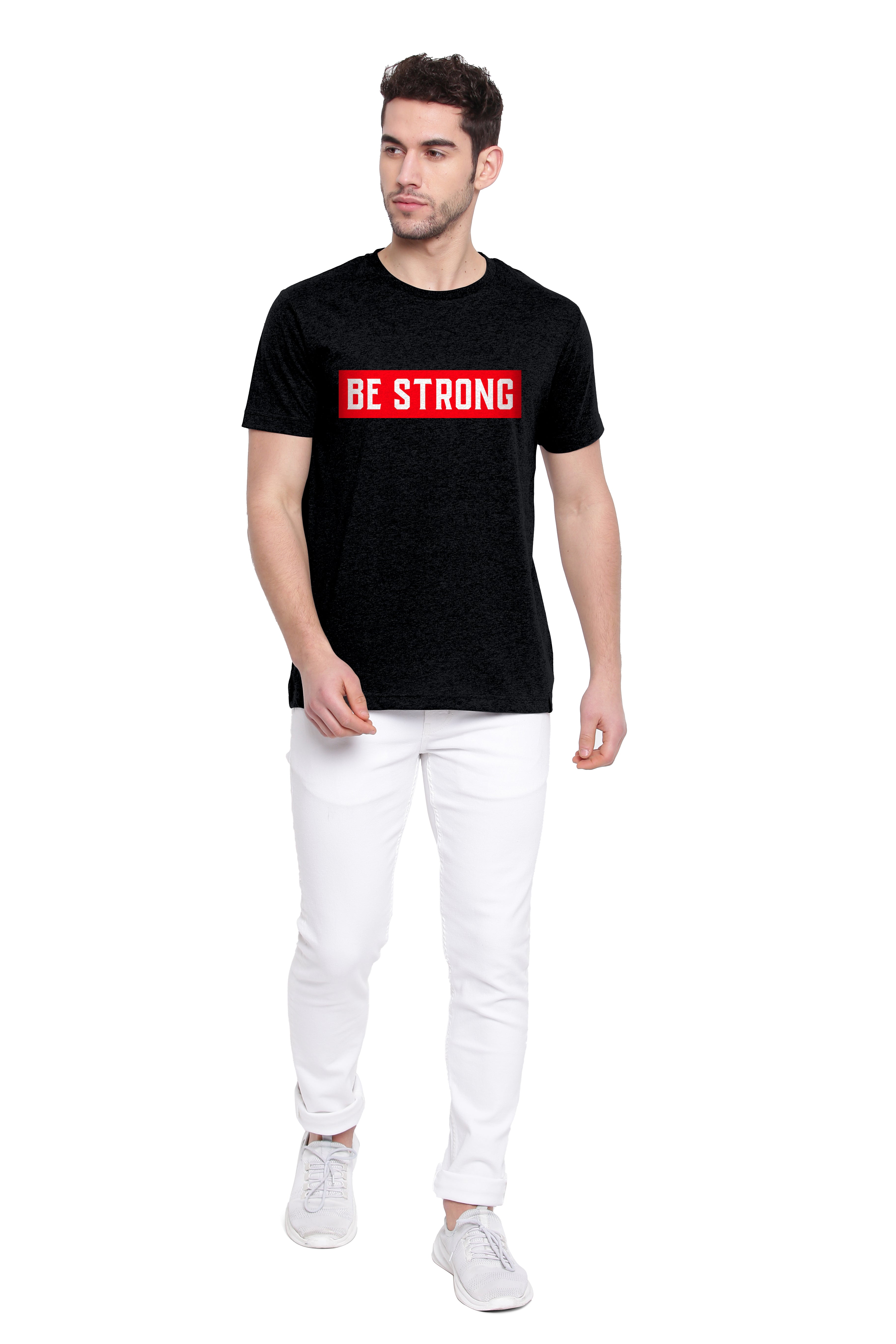 Poomer Printed T-Shirt Be Strong - Black