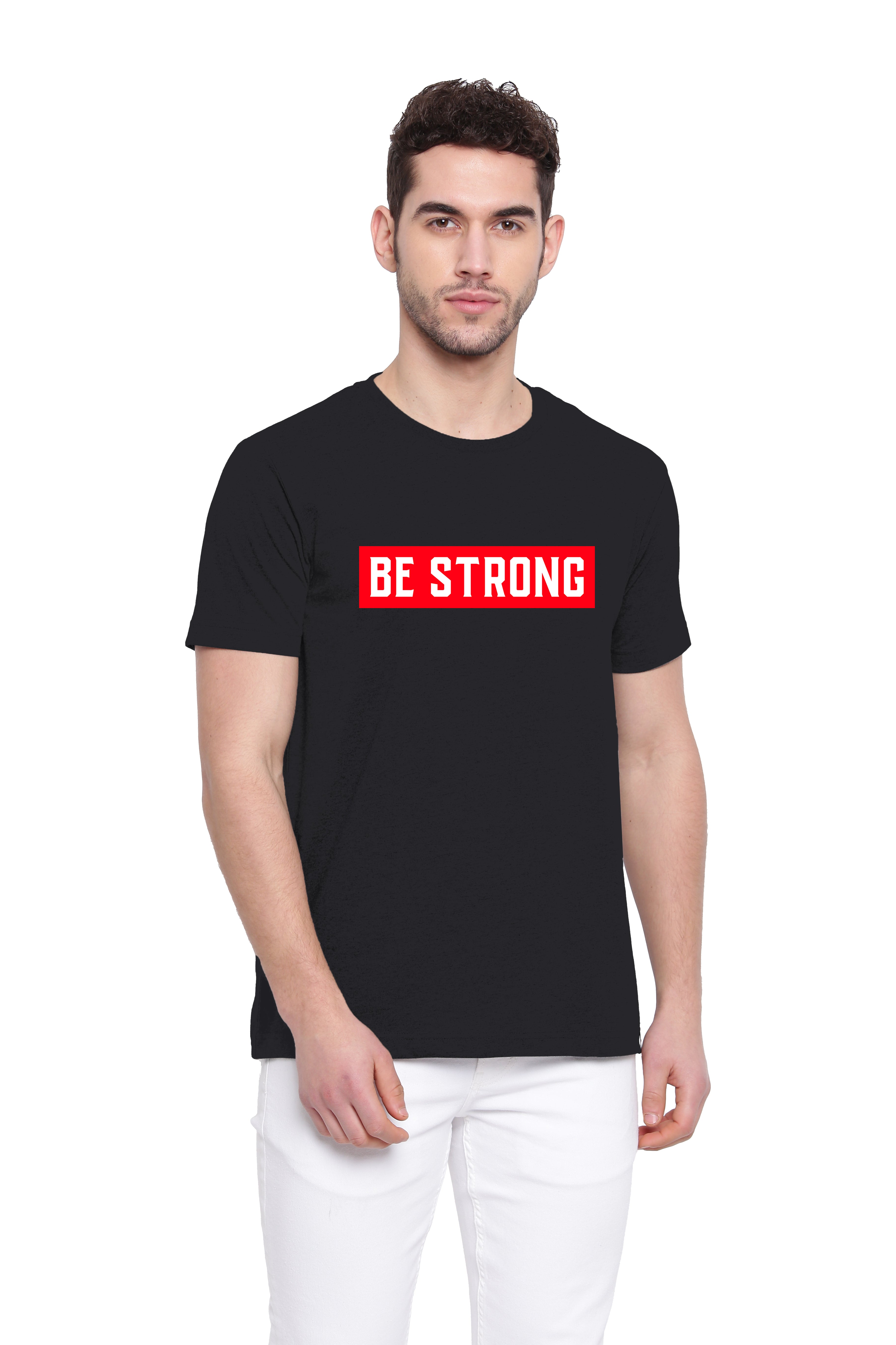 Poomer Printed T-Shirt Be Strong - Black