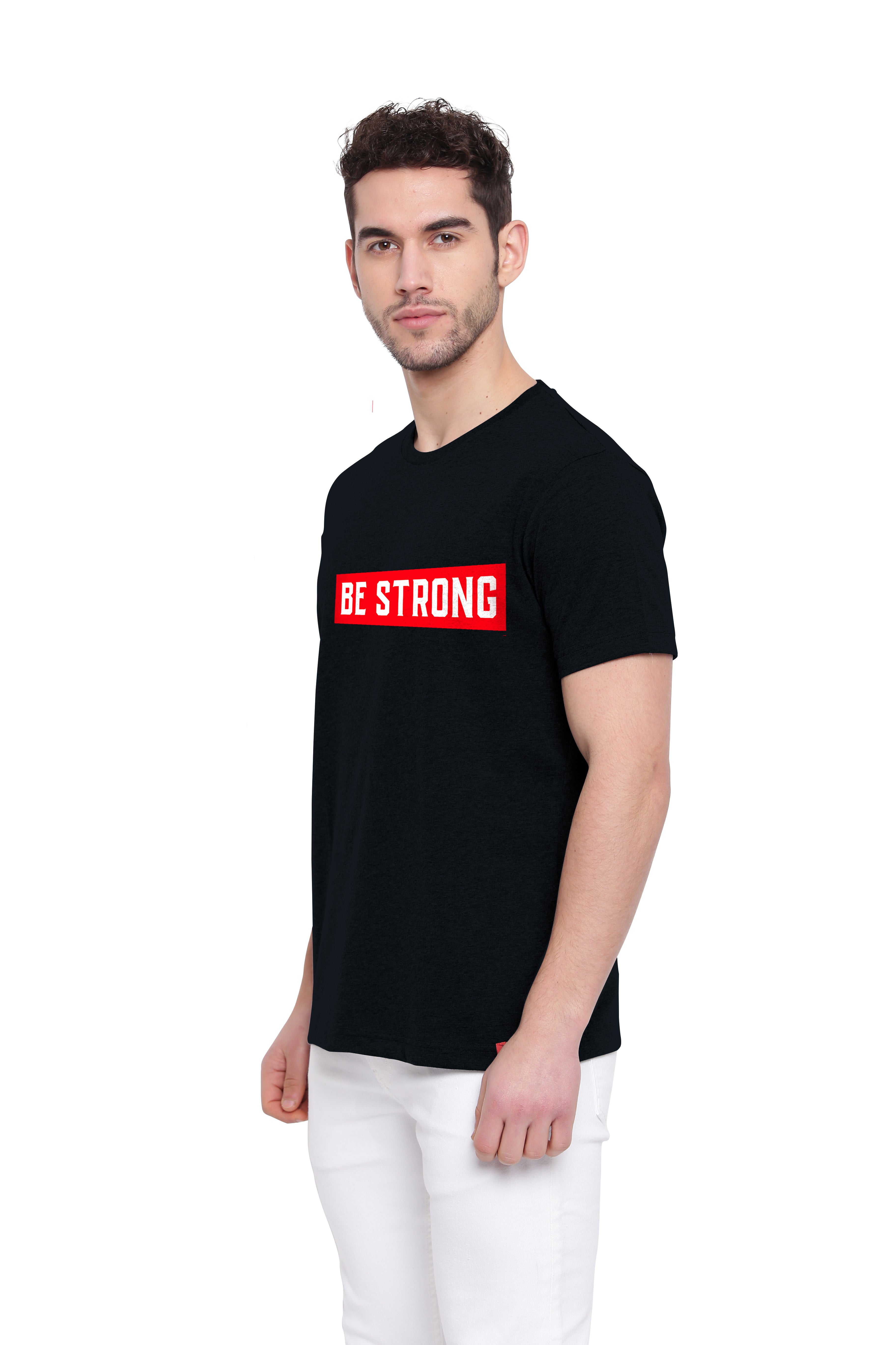 Poomer Printed T-Shirt Be Strong - Black