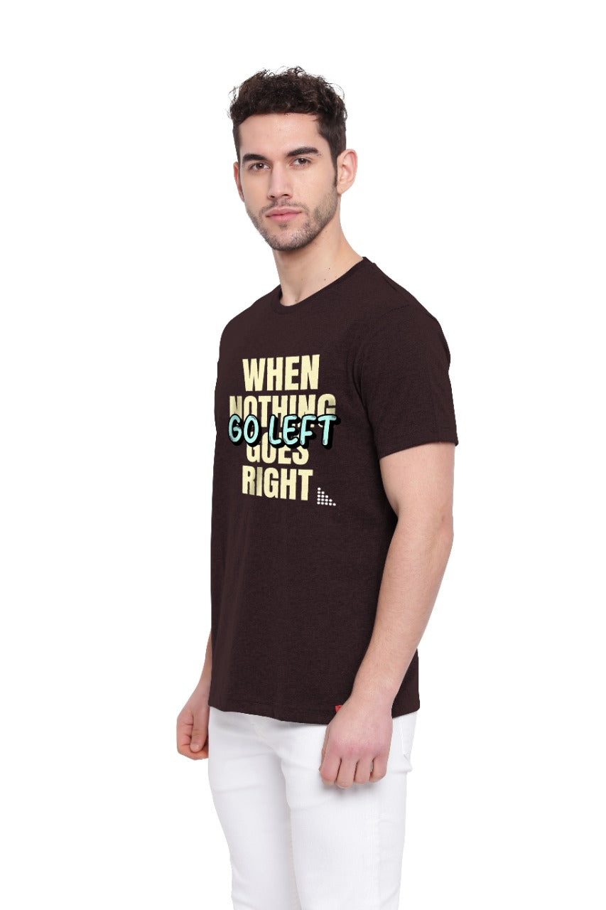 Poomer Printed T-Shirt Go Left - Brown