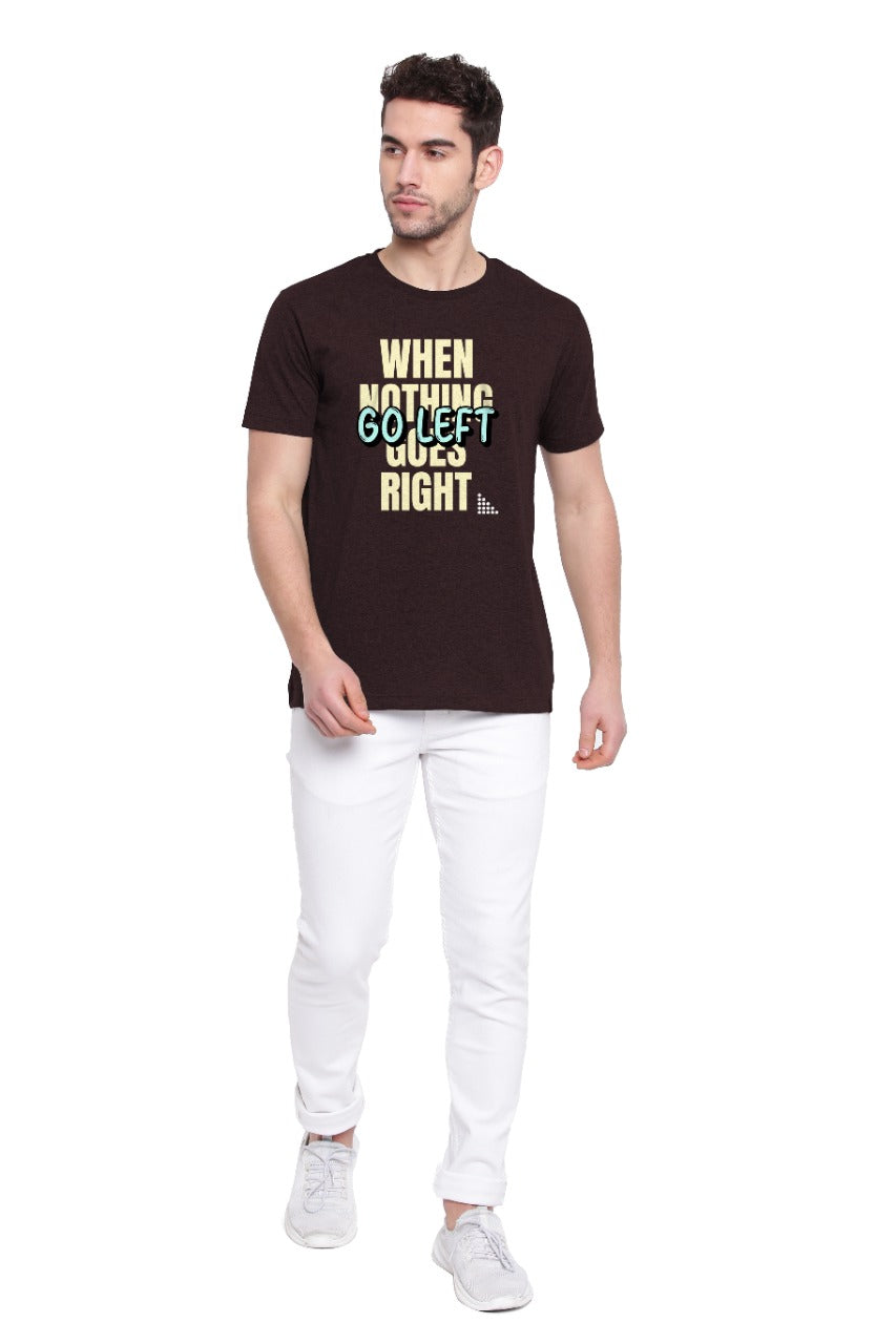 Poomer Printed T-Shirt Go Left - Brown