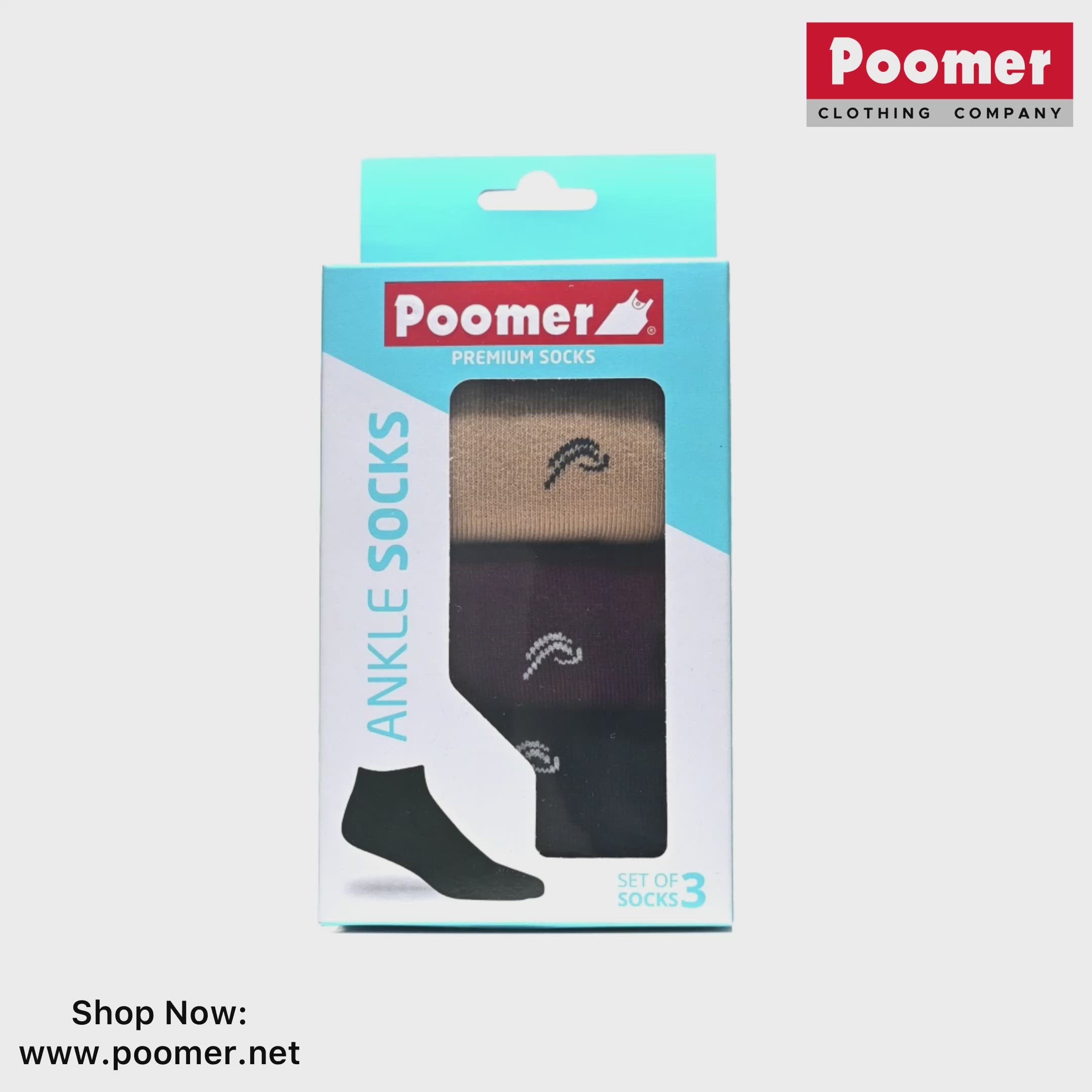 Poomer Ankle Socks - Premium (Set of 3 pairs)